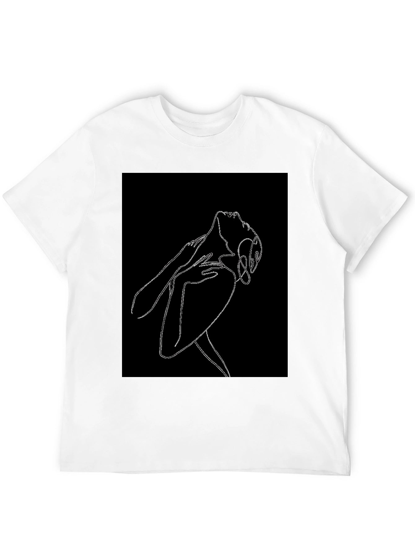 Abstract Woman Line Art Graphic Black T-Shirt