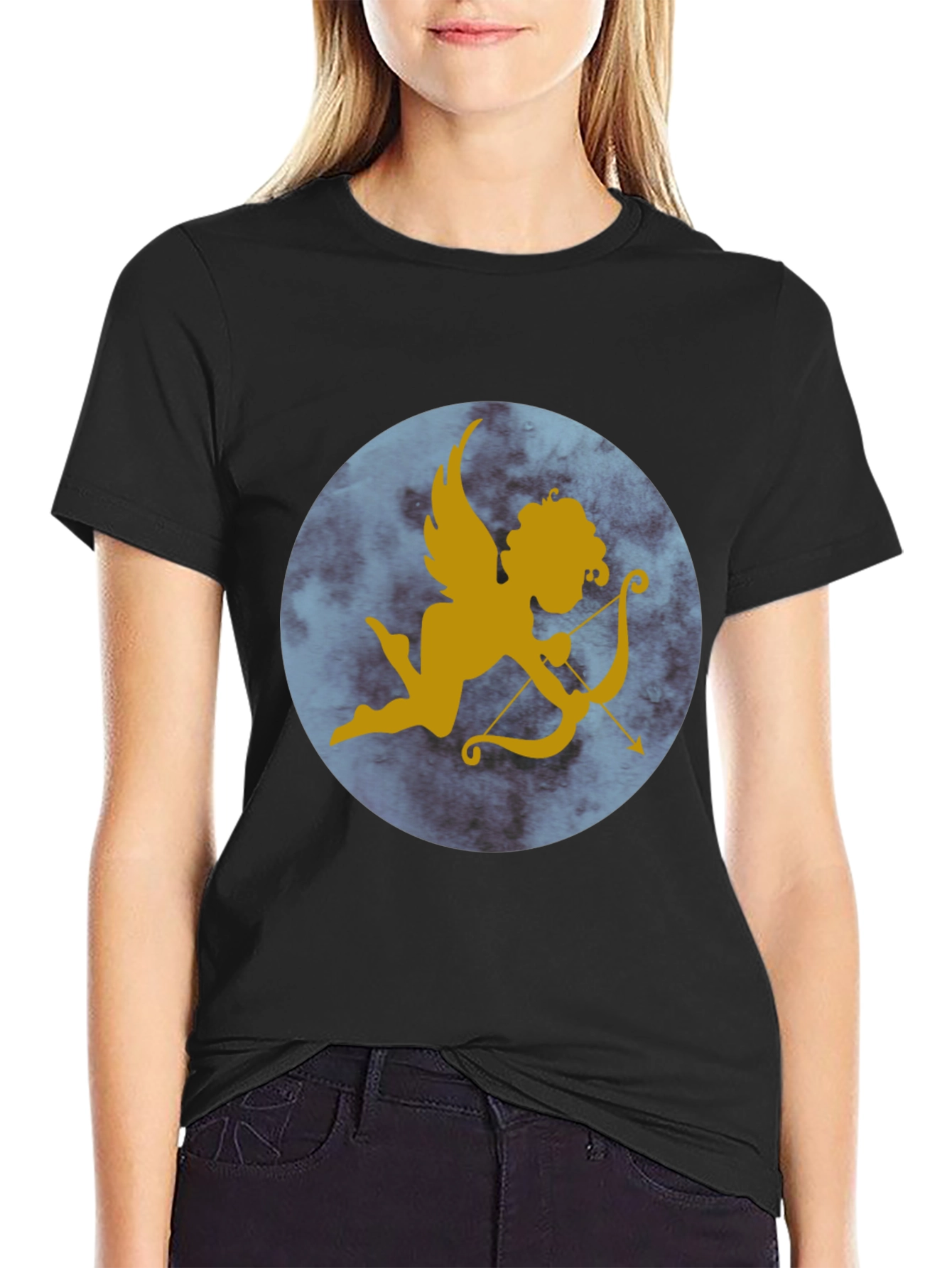 Cupid Graphic Print Tee - Black