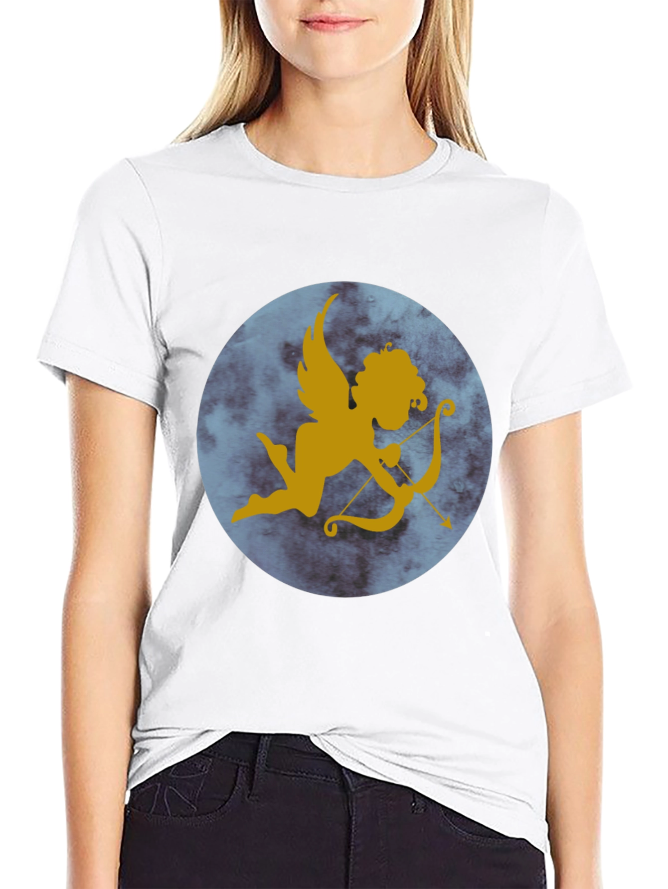 Cupid Graphic Print Tee - Black