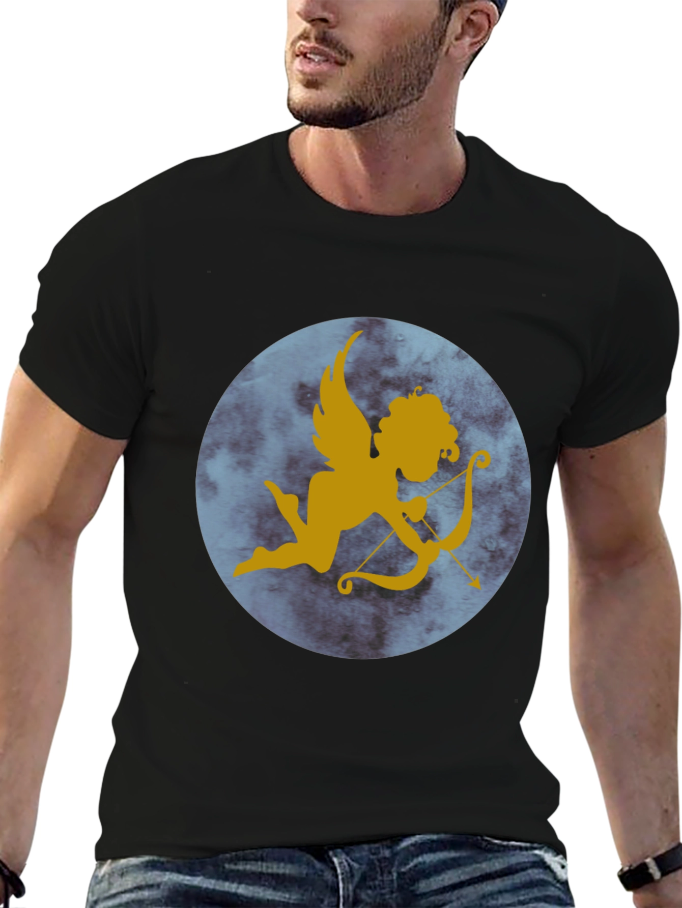 Cupid Graphic Print Tee - Black