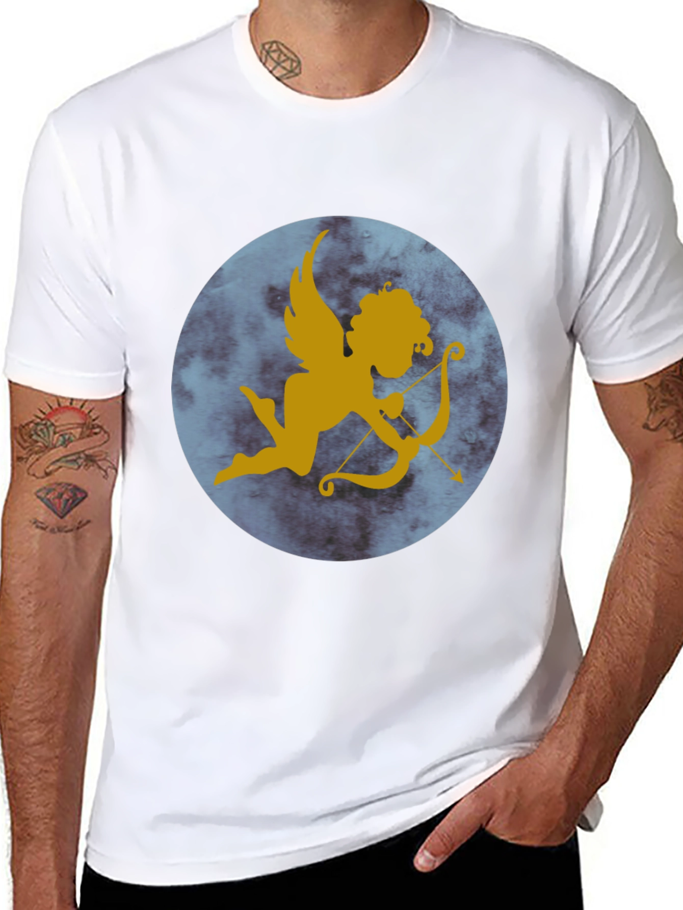 Cupid Graphic Print Tee - Black