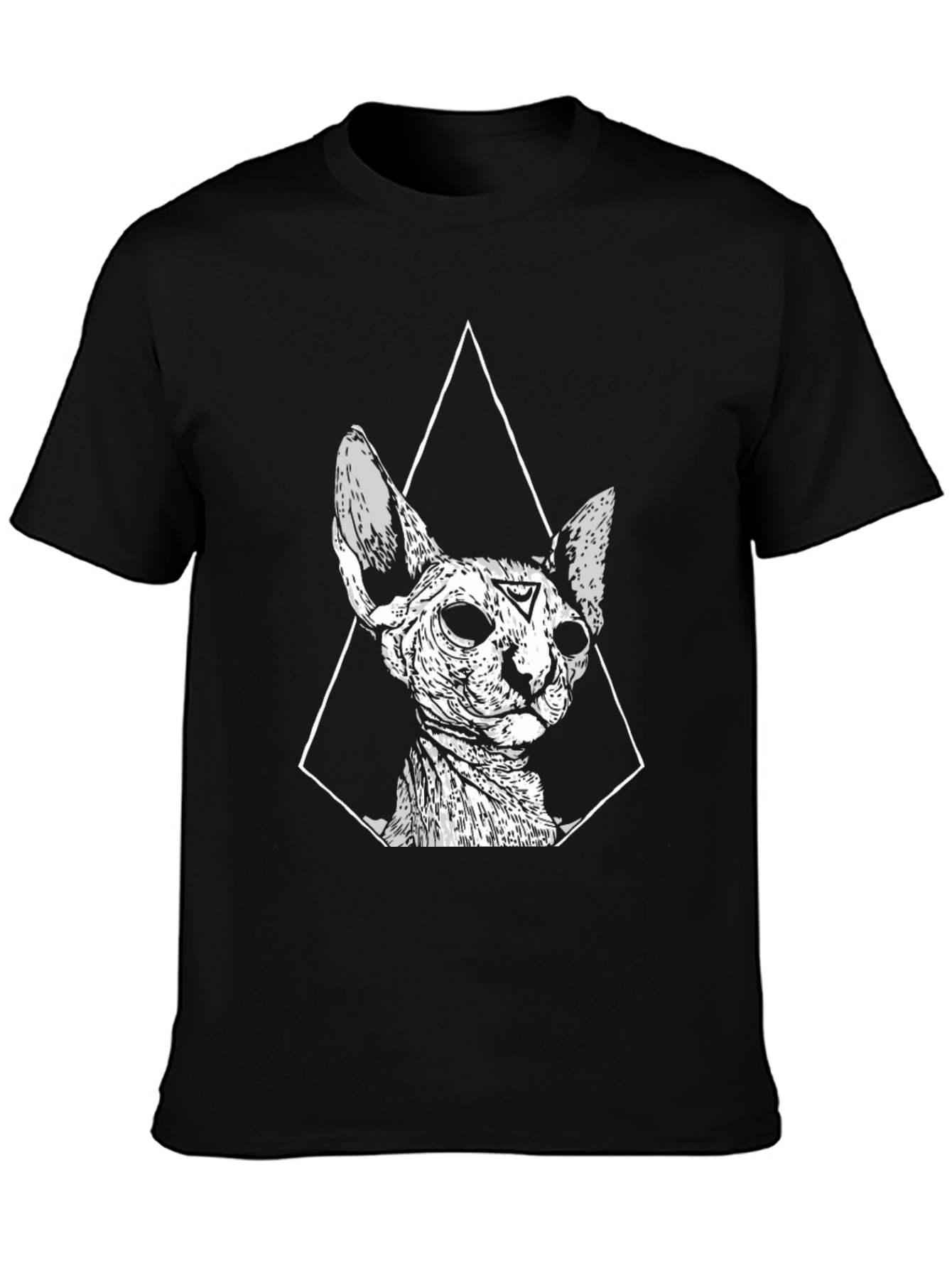 Occult Cat Graphic Tee - Stylish Black T-Shirt
