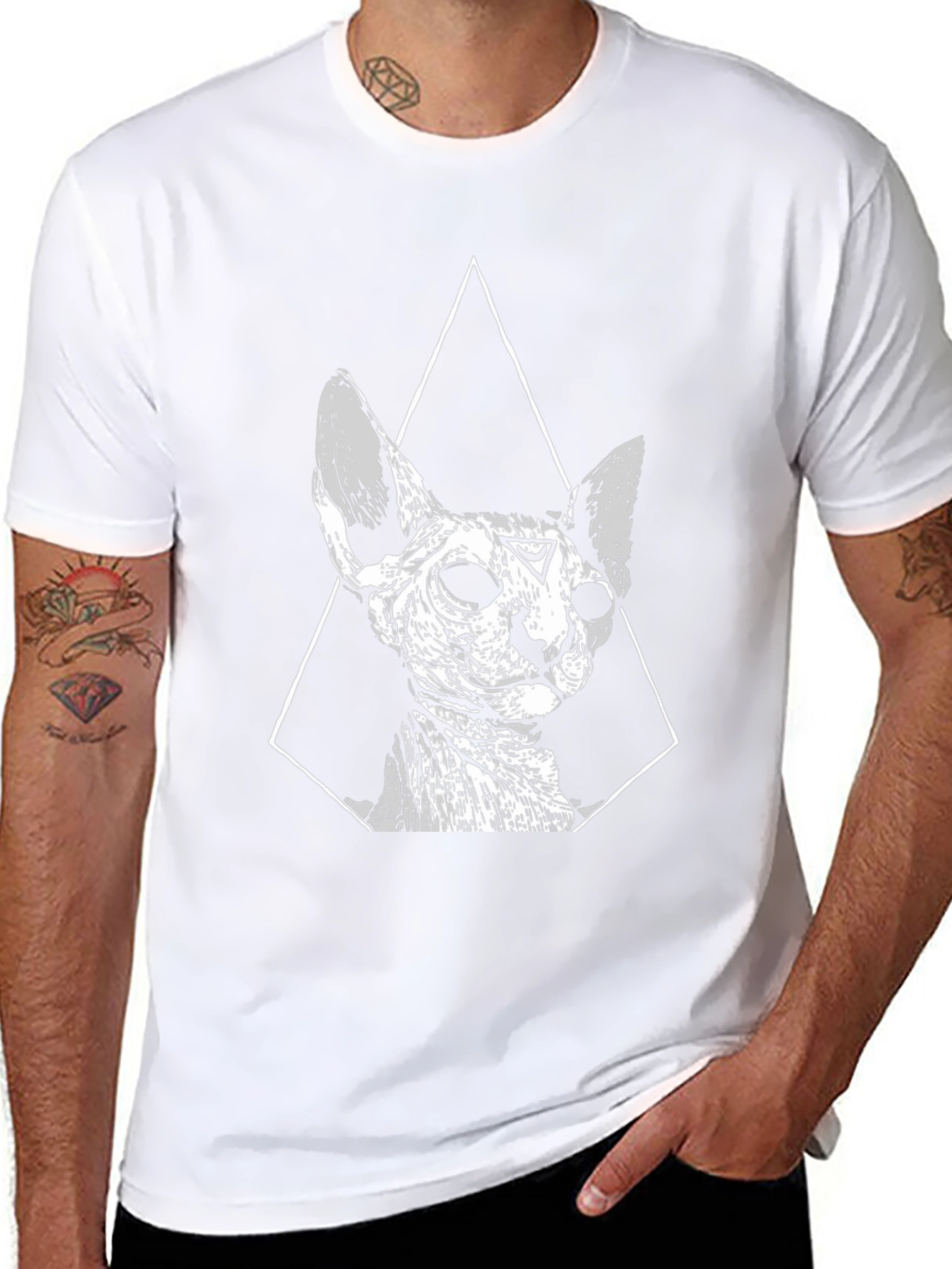 Occult Cat Graphic Tee - Stylish Black T-Shirt