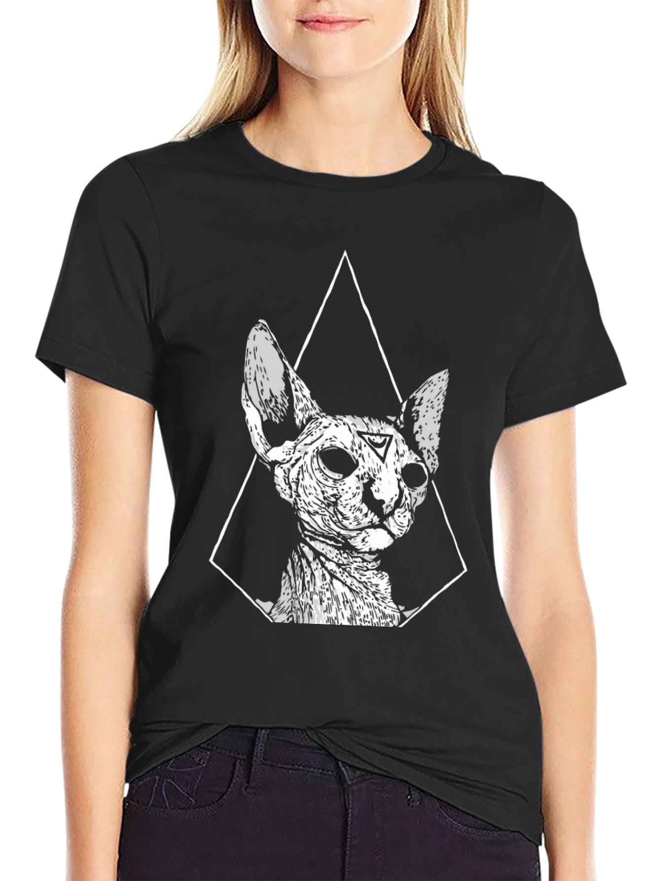 Occult Cat Graphic Tee - Stylish Black T-Shirt