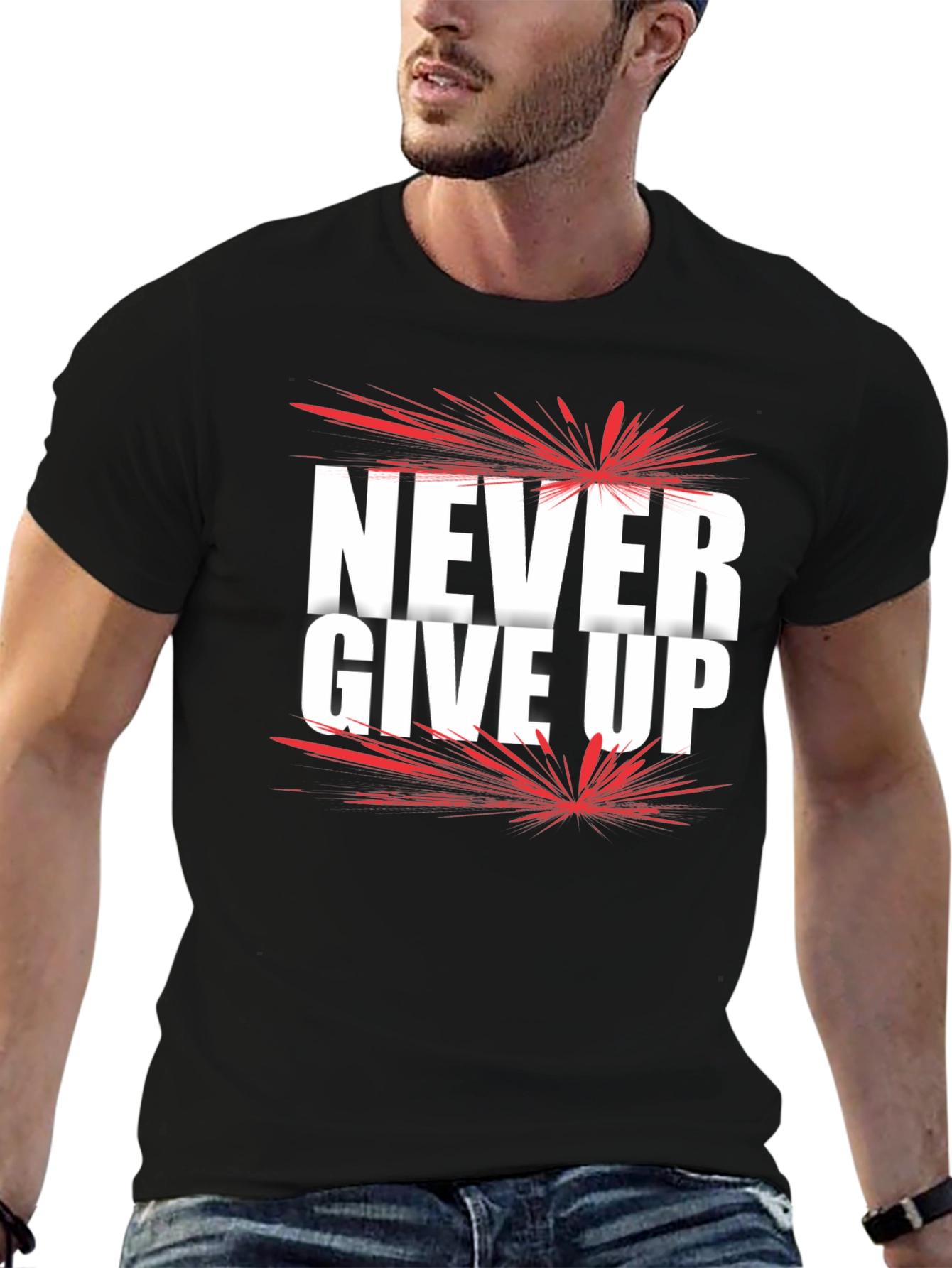 Never Give Up Graphic Tee - Motivational Shirt