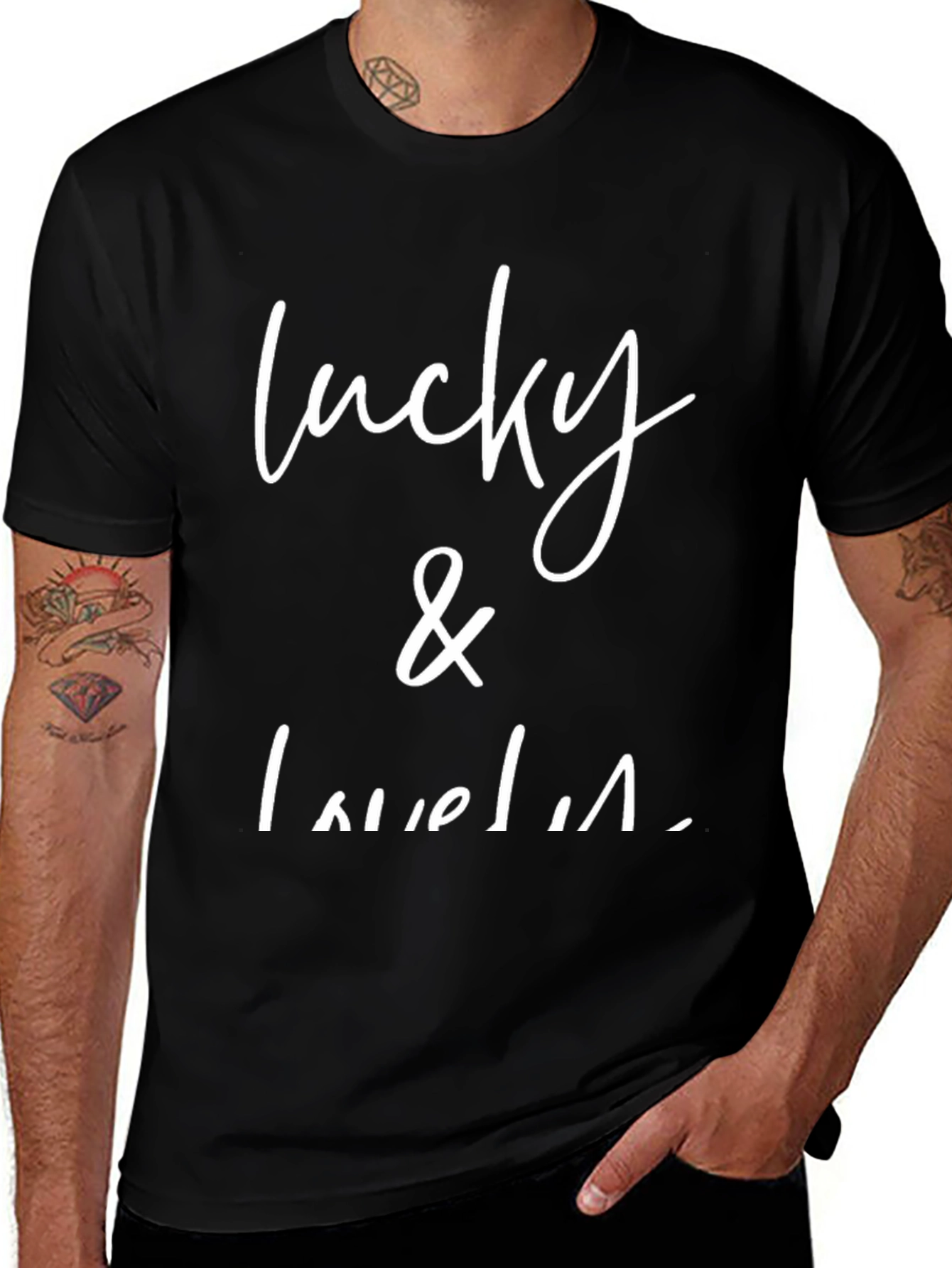 Lucky & Lovely Graphic Tee - Black T-Shirt