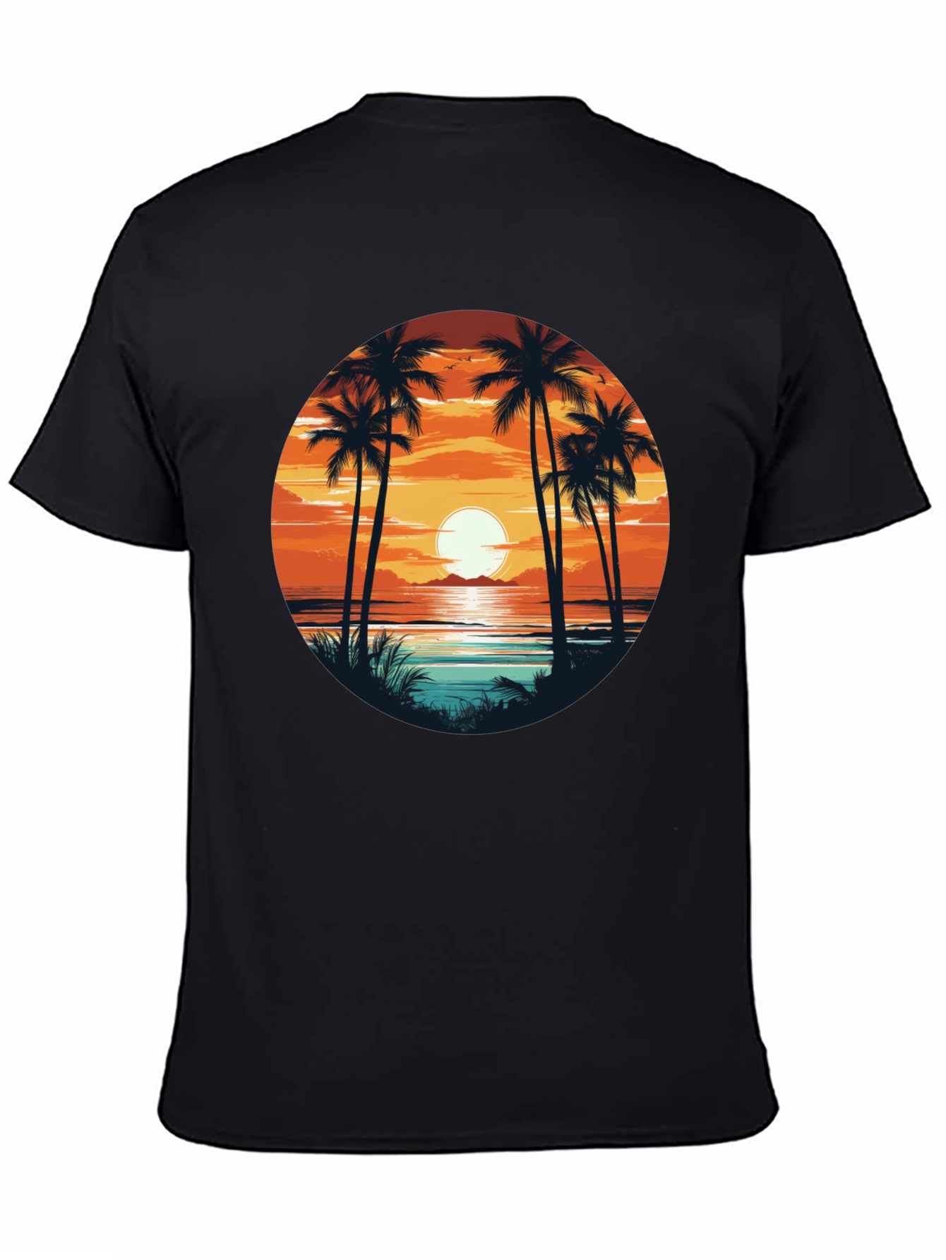 Sunset Palm Tree Graphic Tee - Beach Vibes