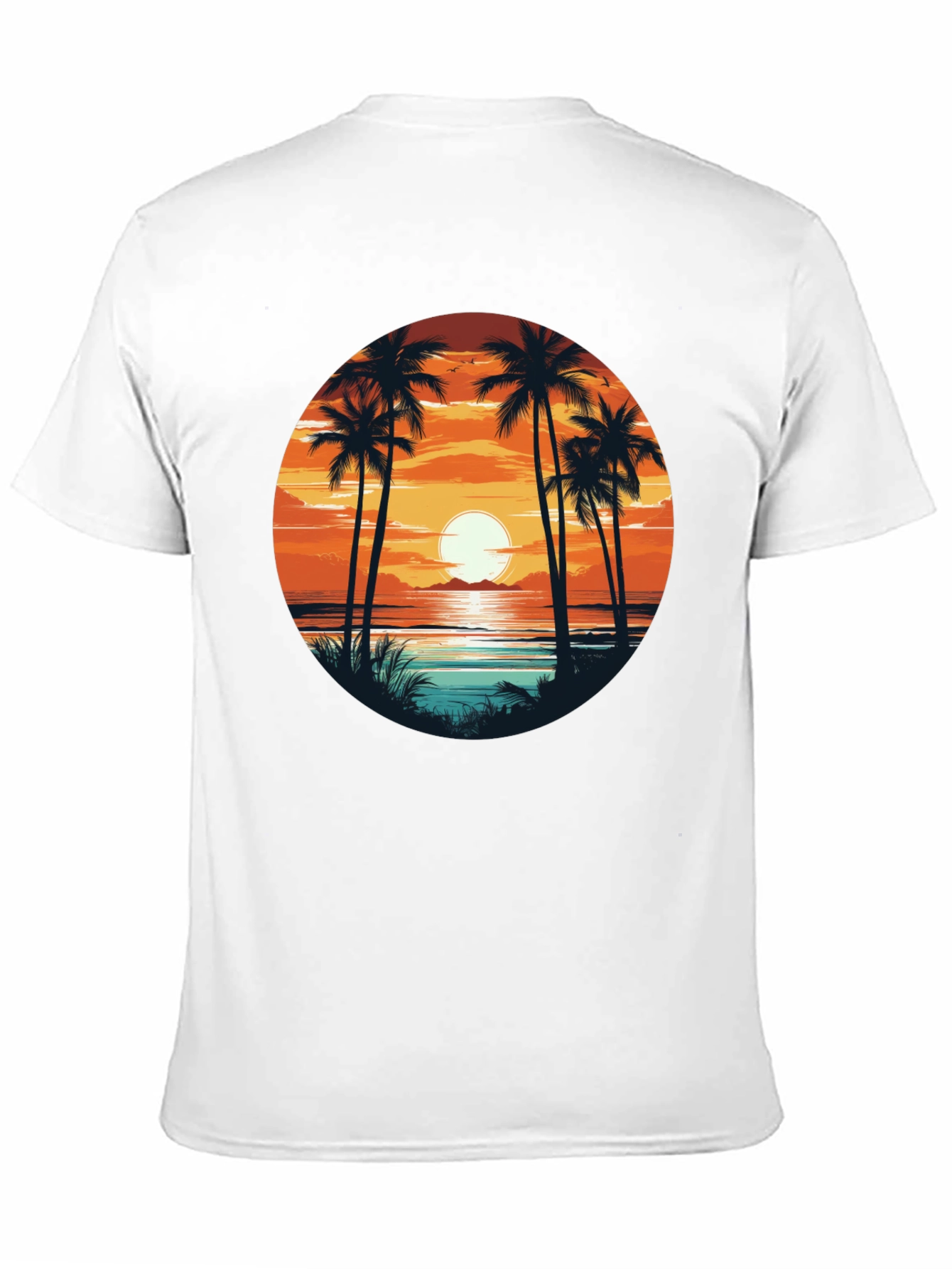 Sunset Palm Tree Graphic Tee - Beach Vibes