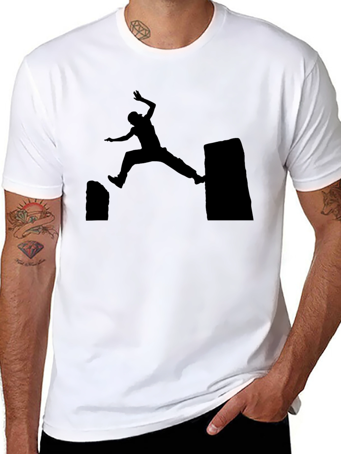 Parkour Silhouette Graphic Tee - Black