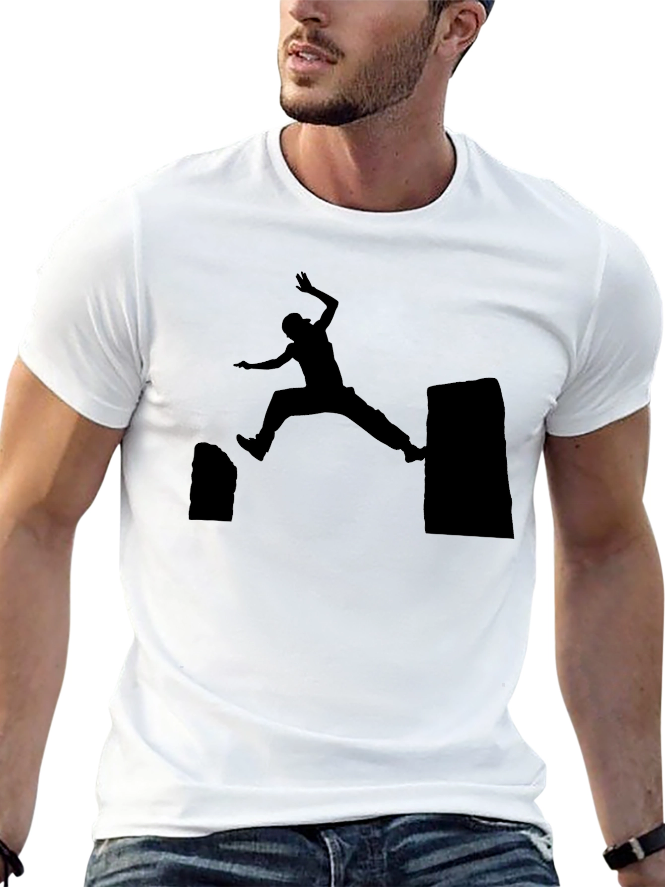 Parkour Silhouette Graphic Tee - Black