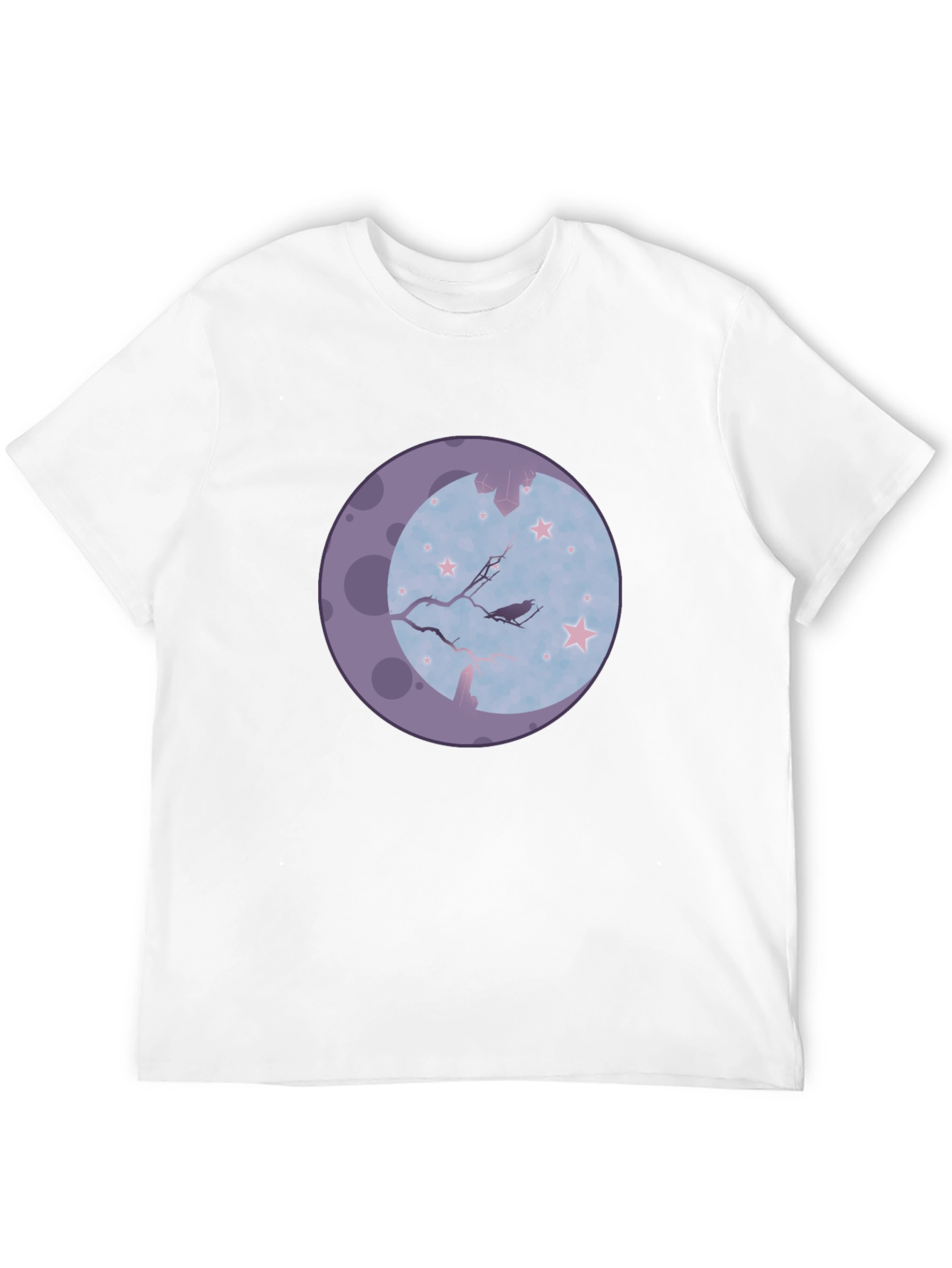 Raven Moon Graphic Tee - Black Cotton Blend T-Shirt