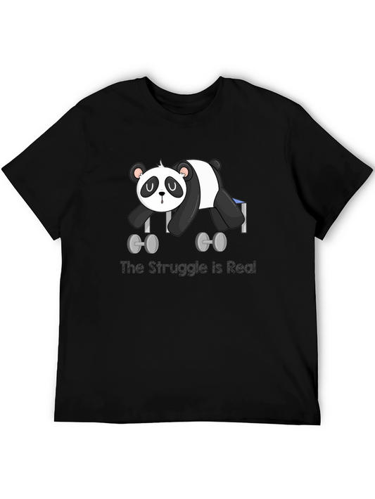 Funny Panda Lifting Weights Graphic T-Shirt