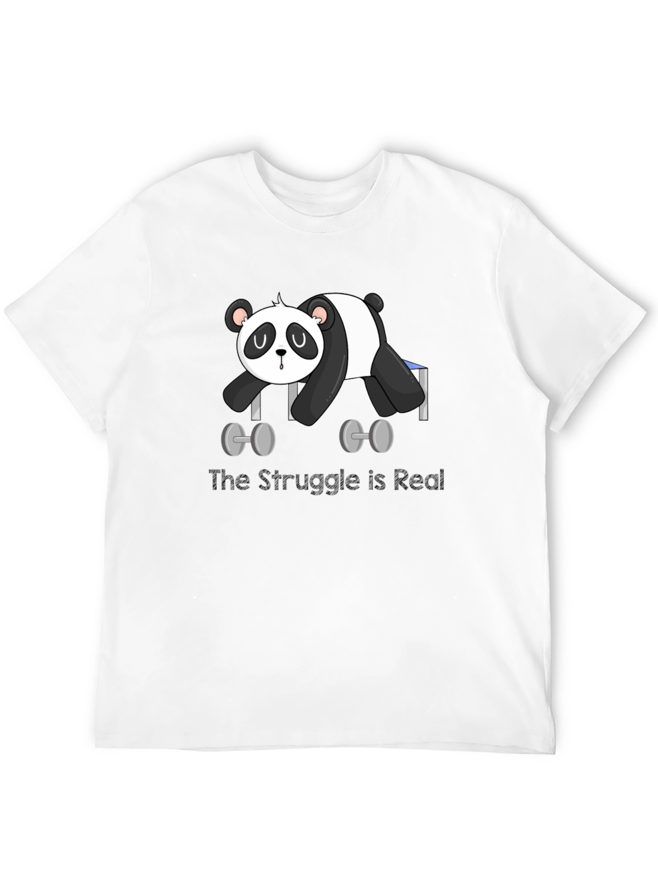 Funny Panda Lifting Weights Graphic T-Shirt