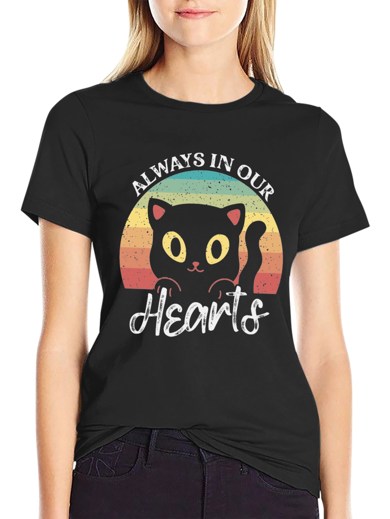 Always In Our Hearts Black Cat T-Shirt