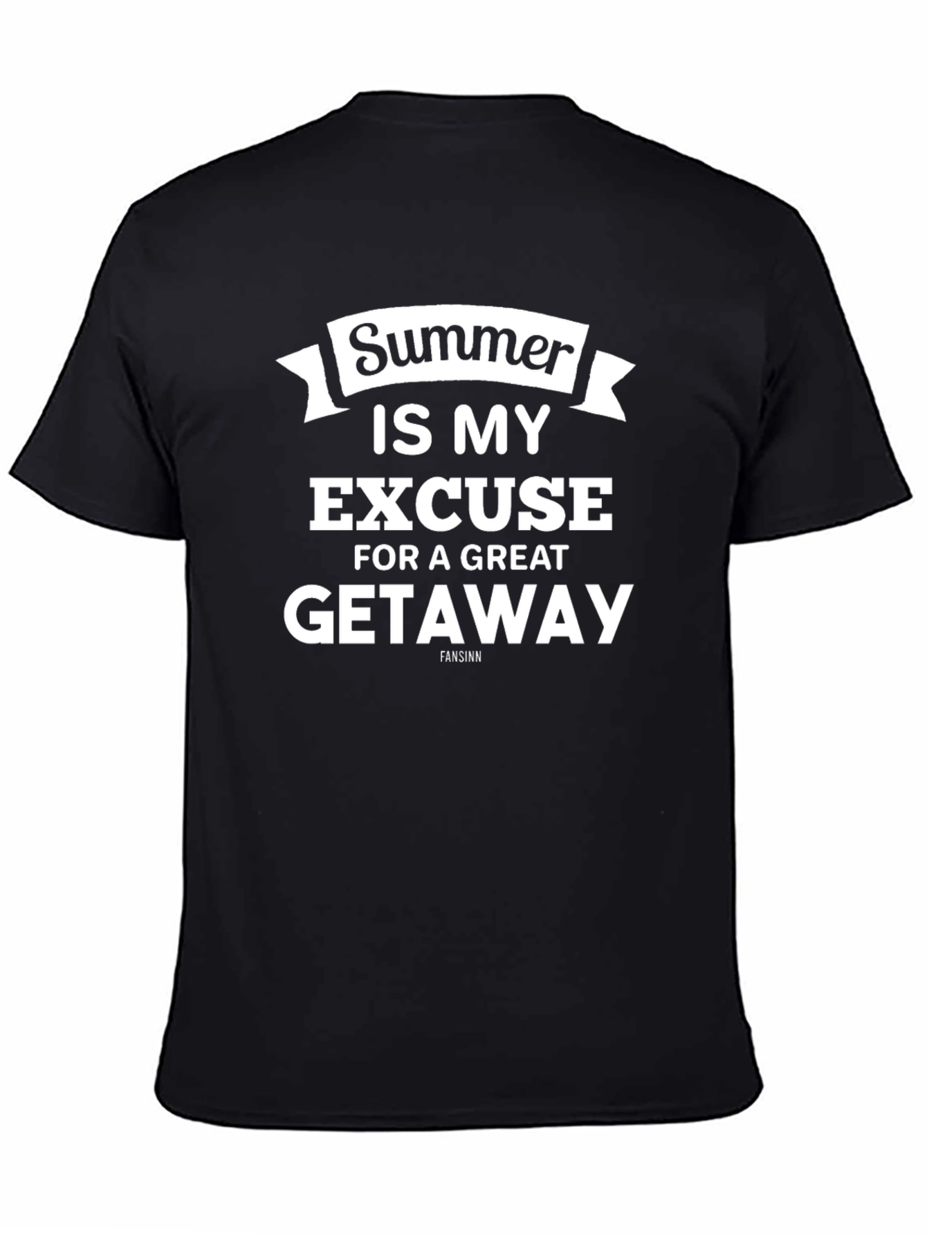 Summer Getaway Graphic Tee - Black Cotton T-Shirt