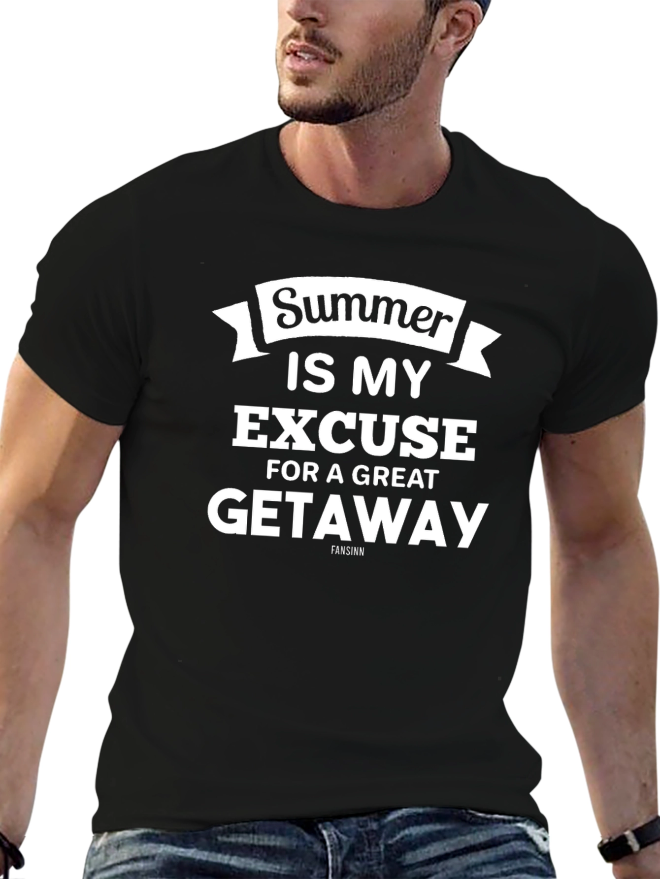 Summer Getaway Graphic Tee - Black Cotton T-Shirt