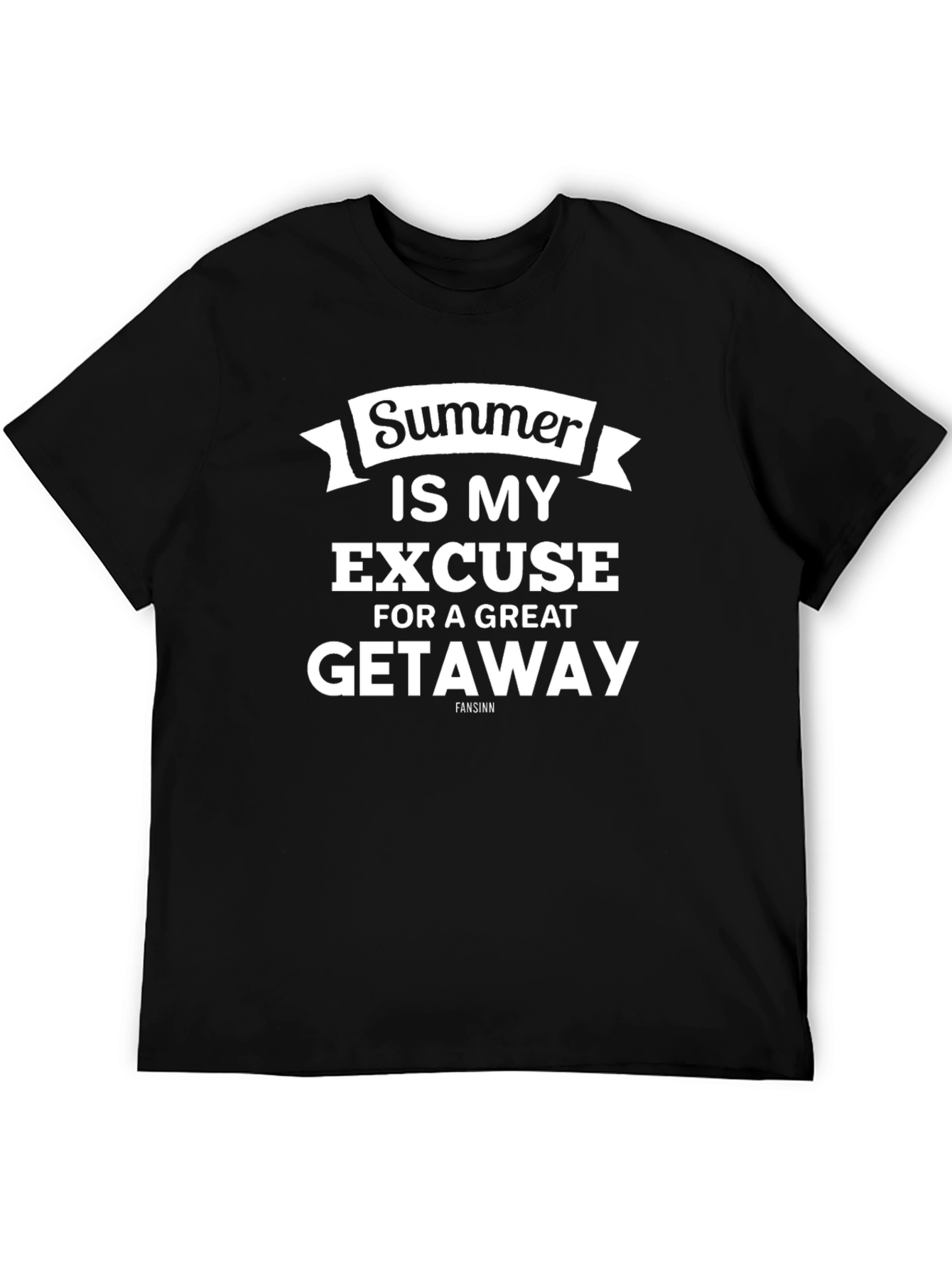 Summer Getaway Graphic Tee - Black Cotton T-Shirt
