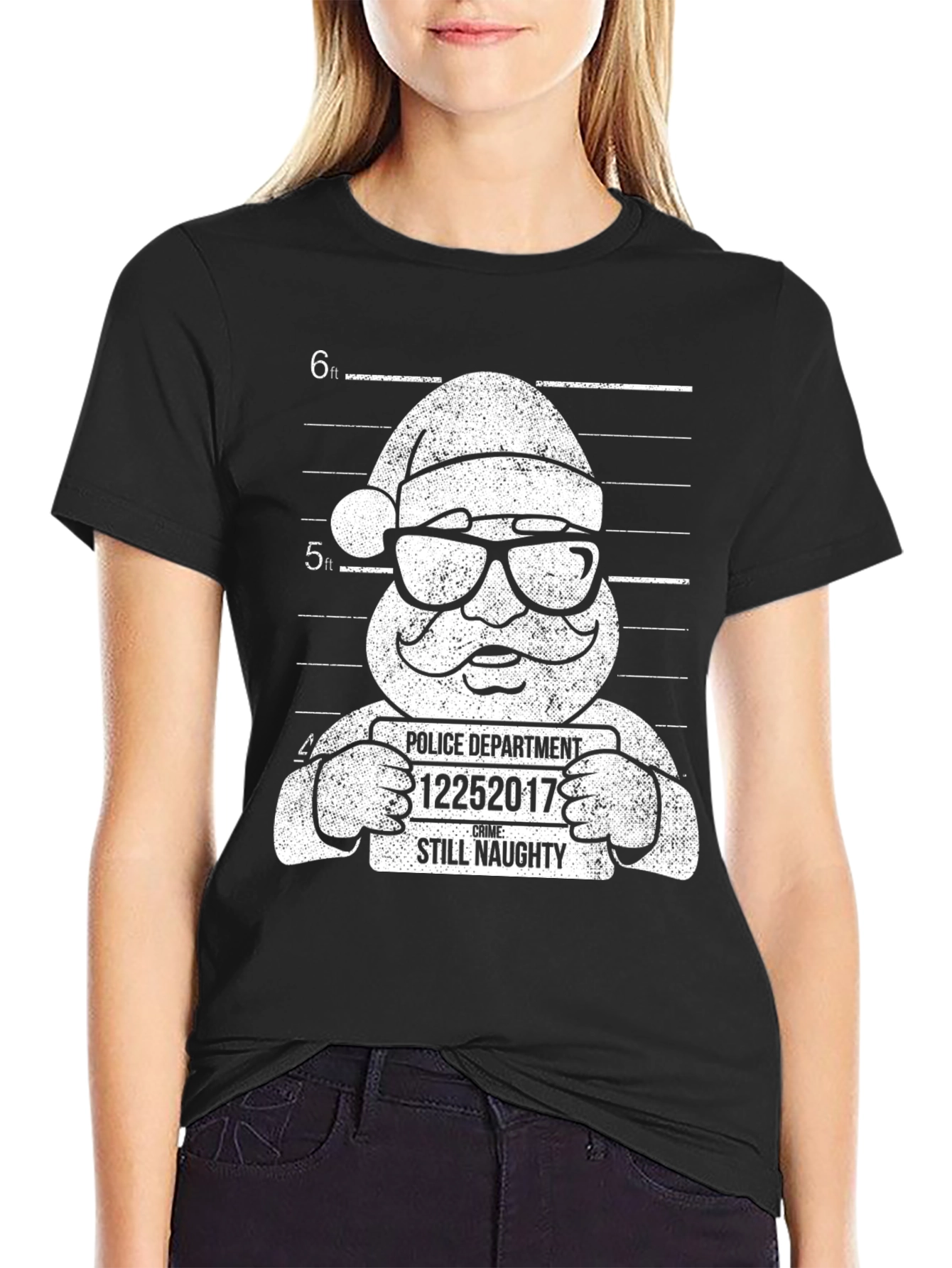 Naughty Santa Mugshot T-Shirt - Holiday Humor
