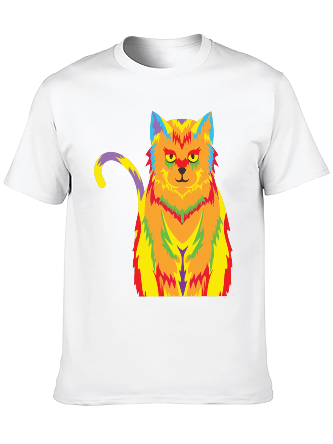 Psychedelic Cat Graphic Tee - Unisex Black T-Shirt