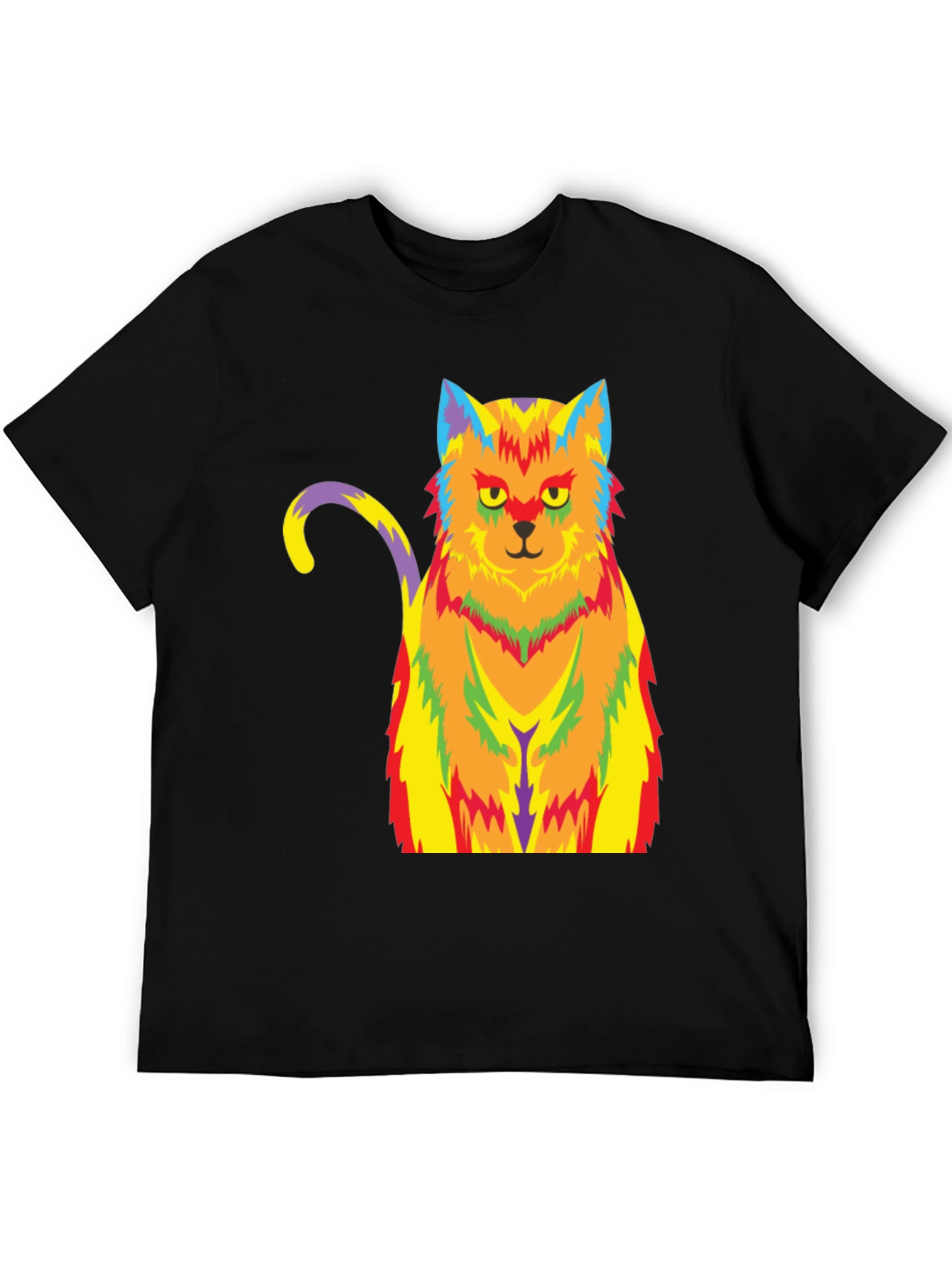 Psychedelic Cat Graphic Tee - Unisex Black T-Shirt
