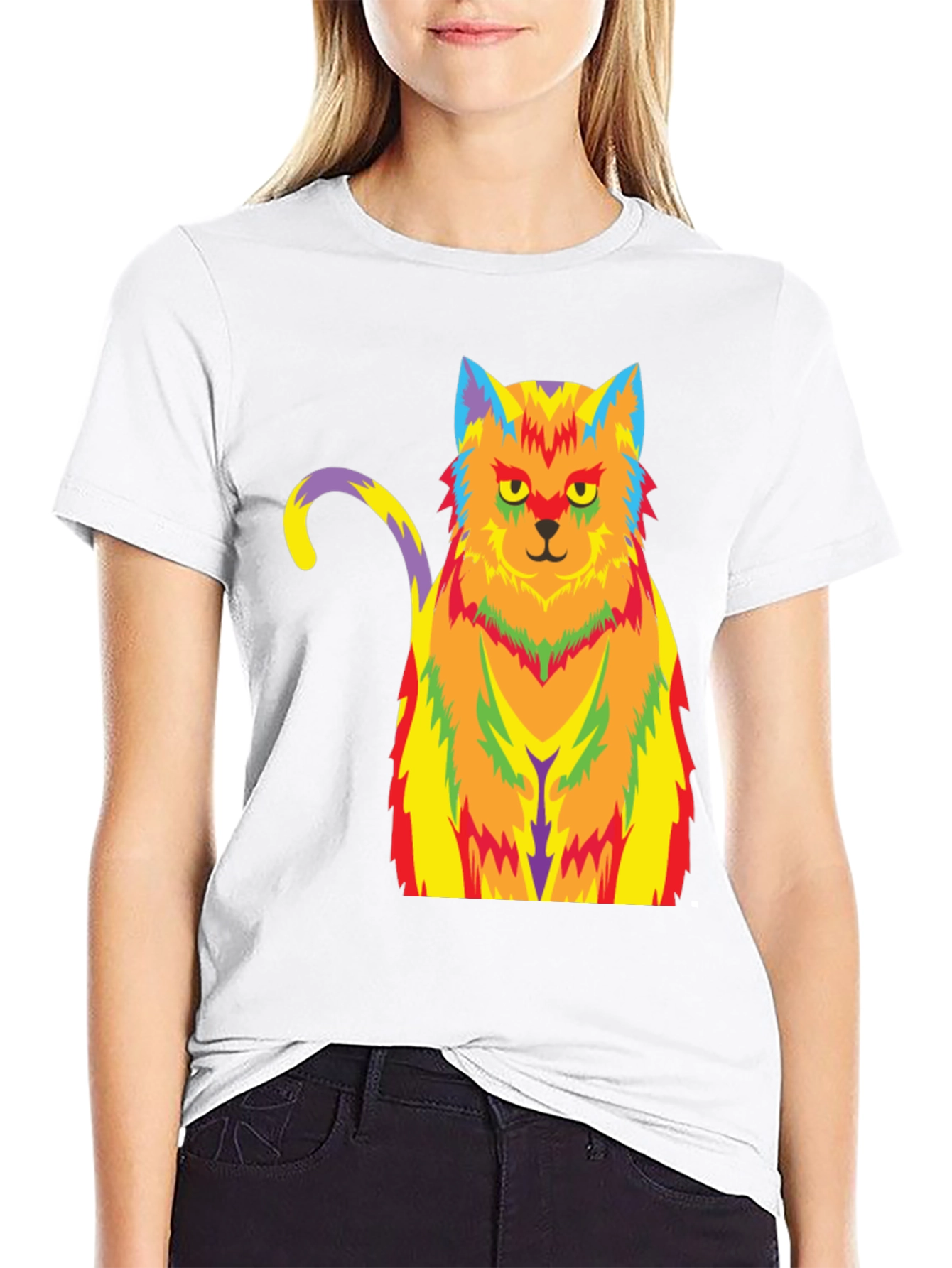 Psychedelic Cat Graphic Tee - Unisex Black T-Shirt