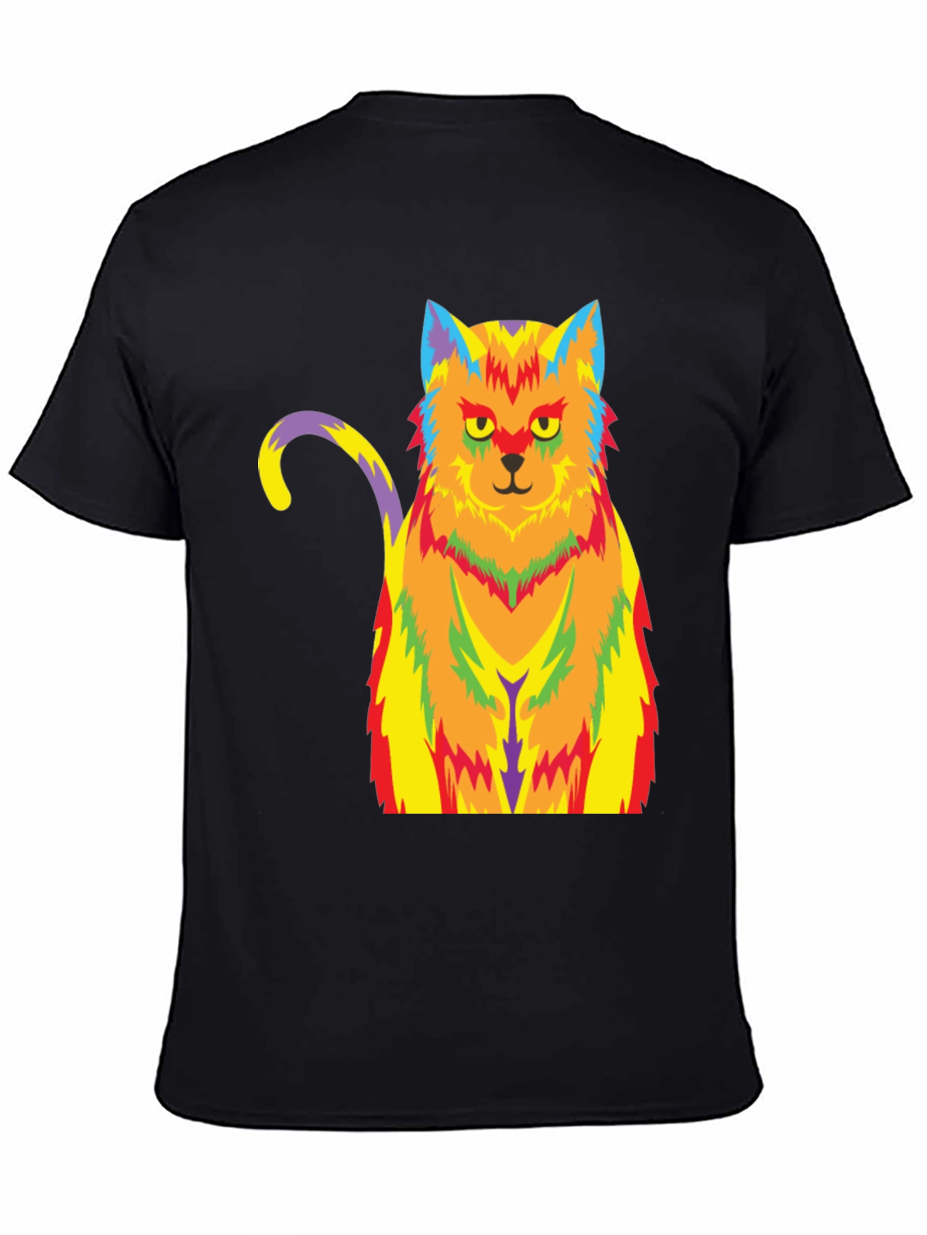 Psychedelic Cat Graphic Tee - Unisex Black T-Shirt