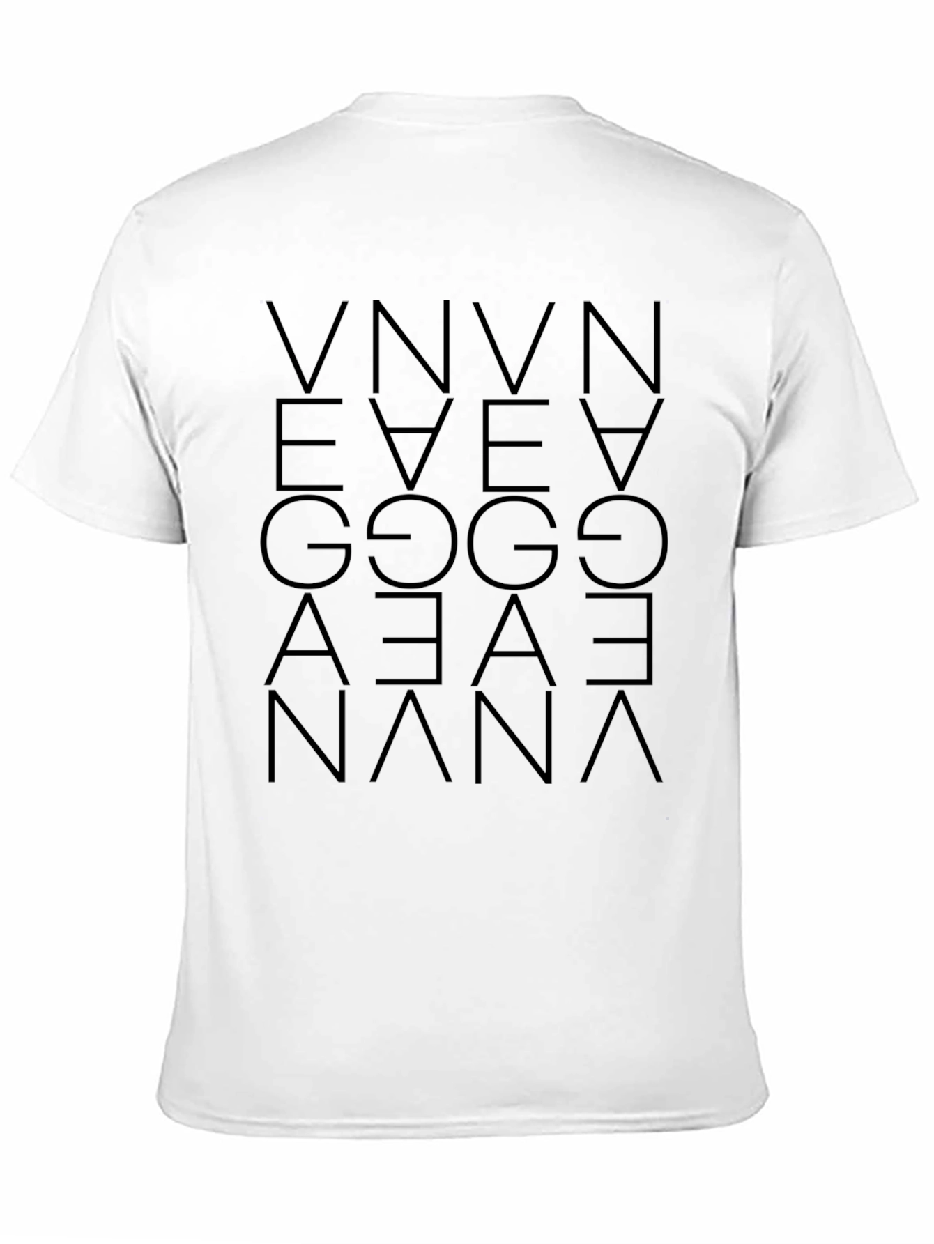 Abstract Geometric Letter Print Black T-Shirt