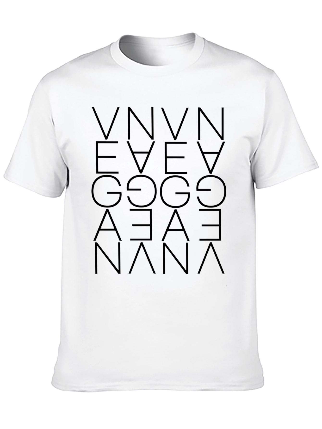 Abstract Geometric Letter Print Black T-Shirt