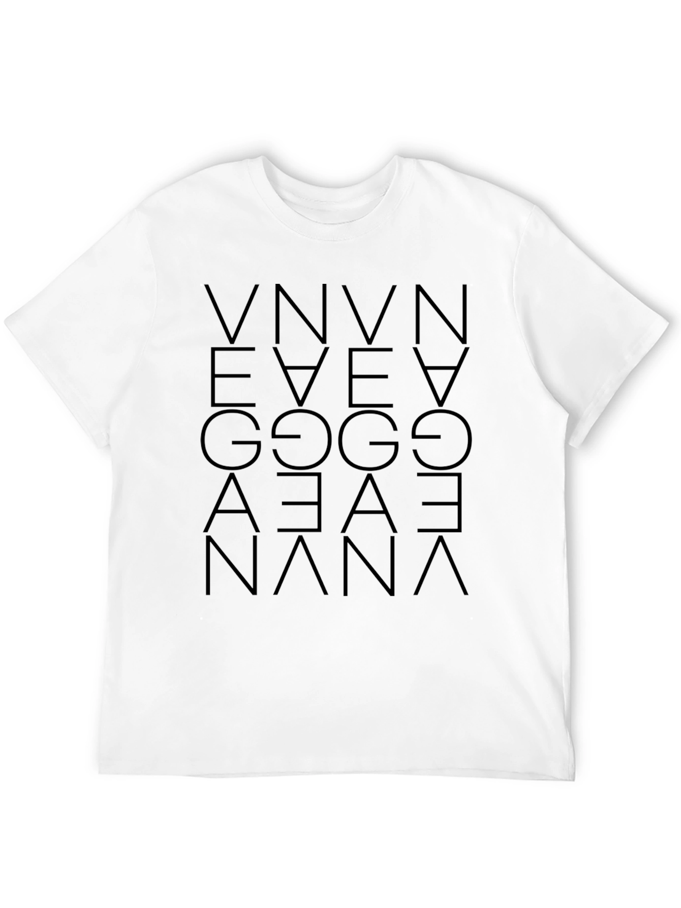 Abstract Geometric Letter Print Black T-Shirt