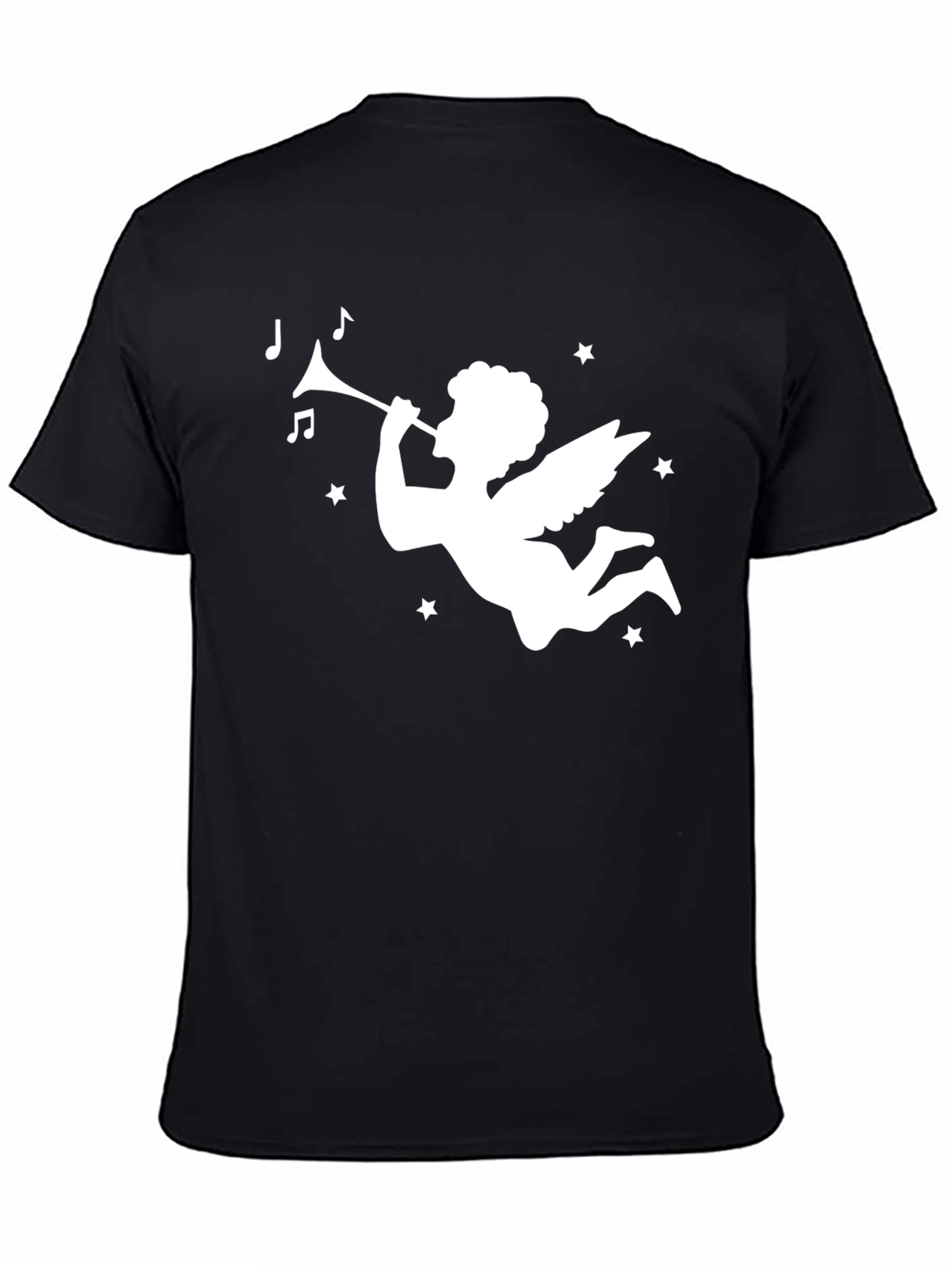 Angel Trumpet Graphic Tee - Stylish Black Cotton T-Shirt