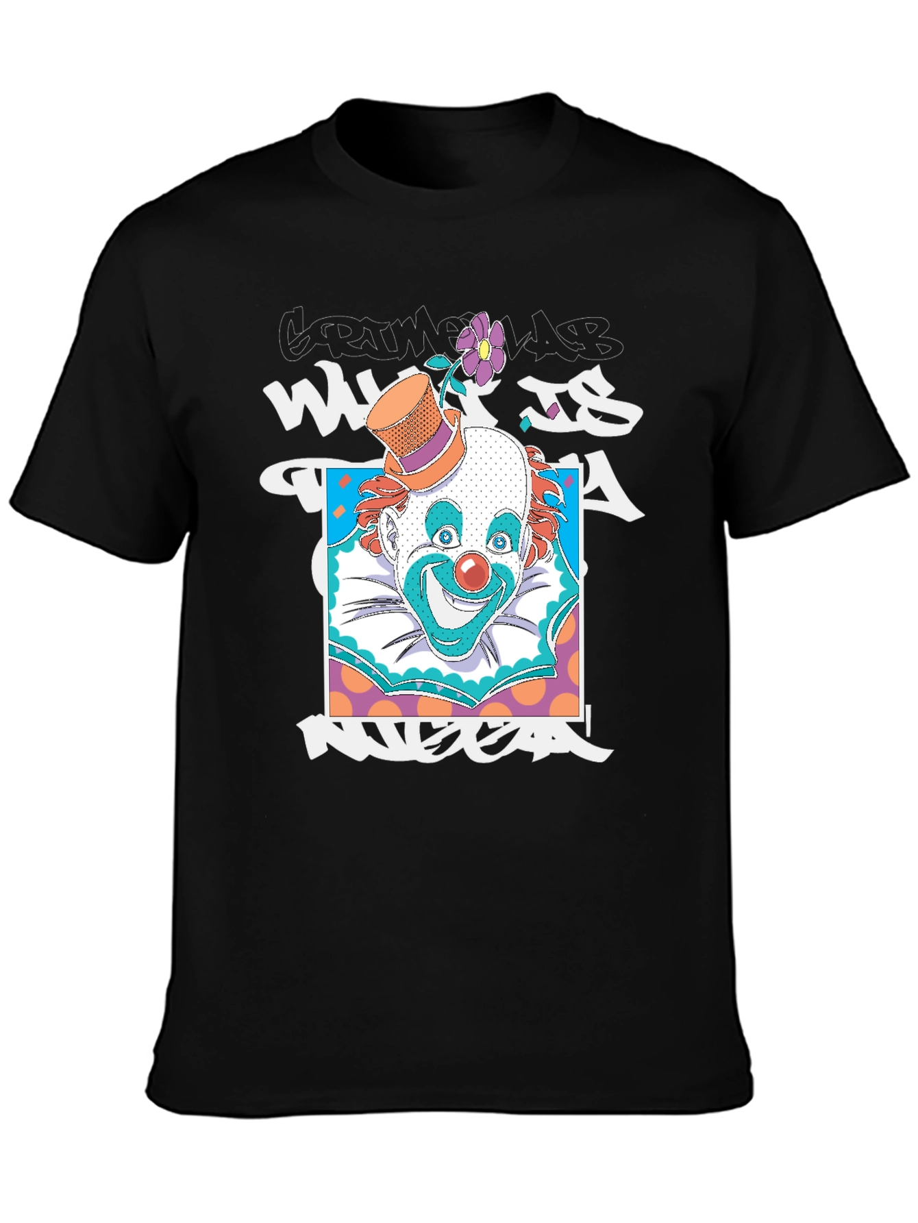 Clown Graphic Print Black T-Shirt