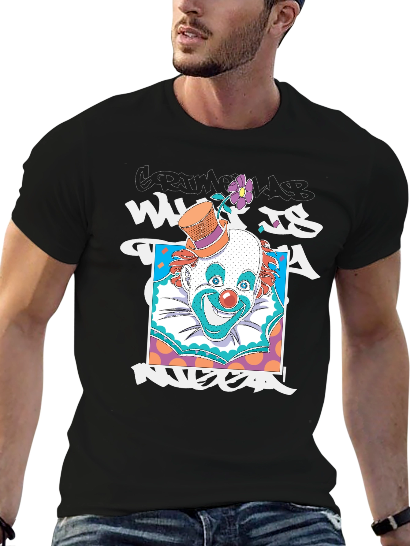 Clown Graphic Print Black T-Shirt