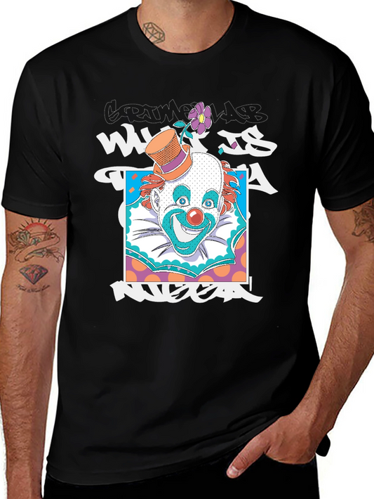 Clown Graphic Print Black T-Shirt