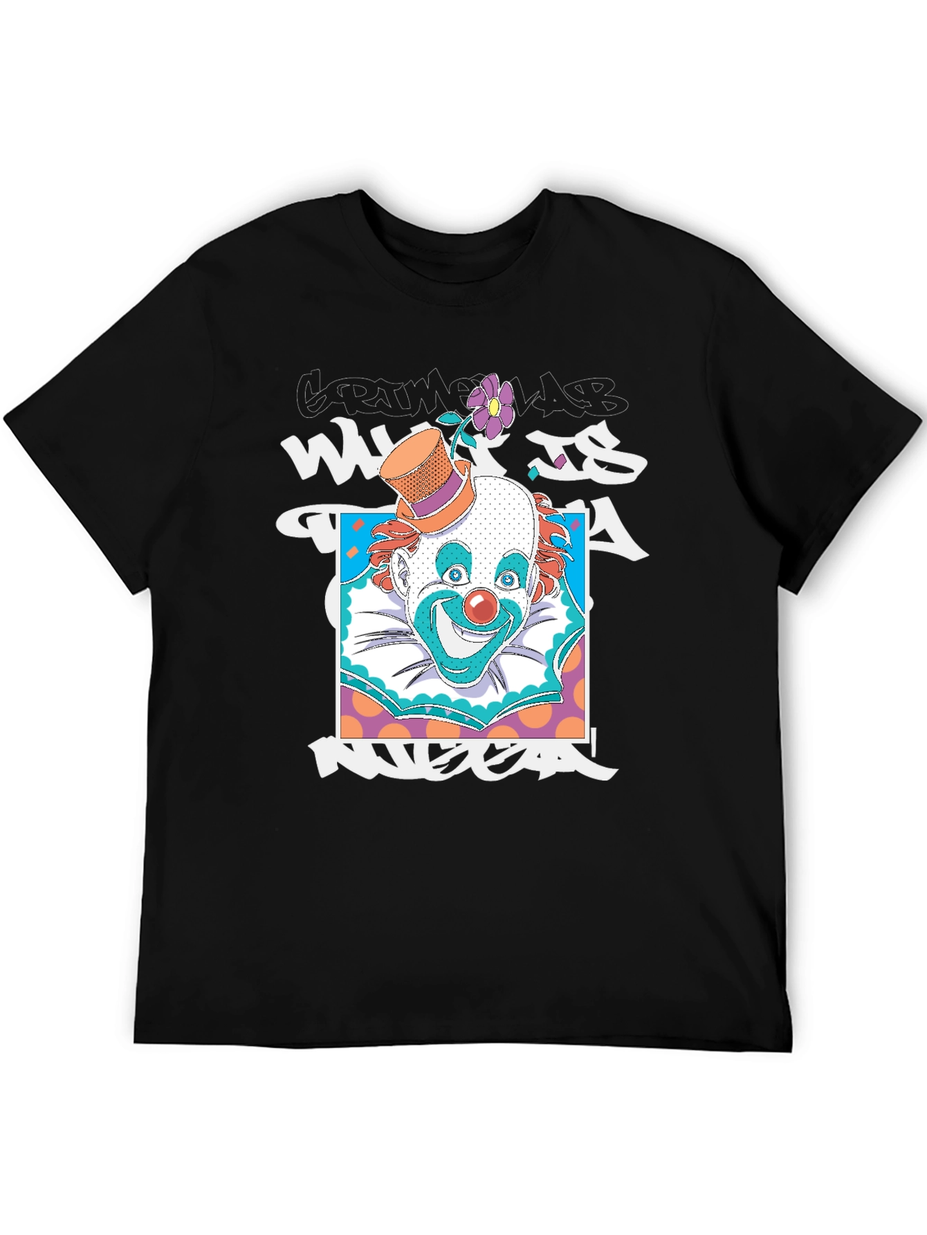 Clown Graphic Print Black T-Shirt