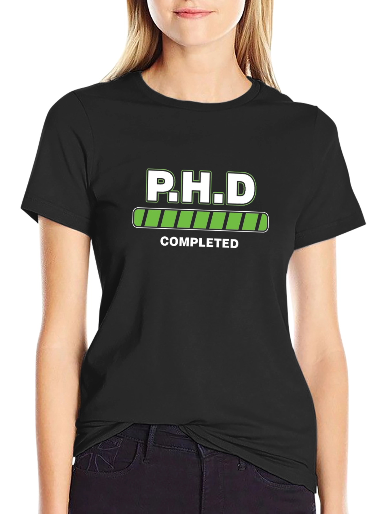 PHD Completed Black T-Shirt Graduation Gift