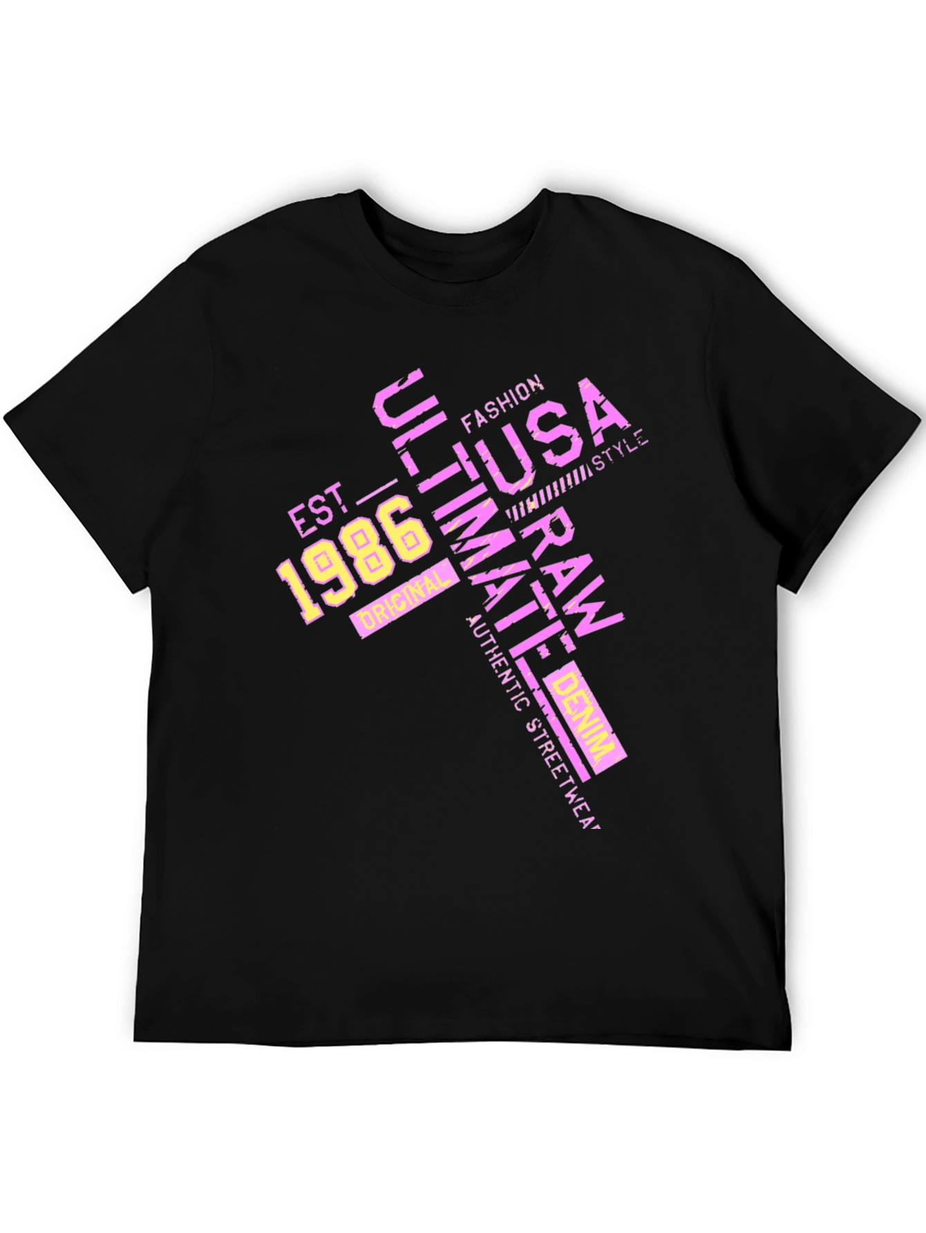 Retro USA Graphic Tee - Est. 1986 Black T-Shirt