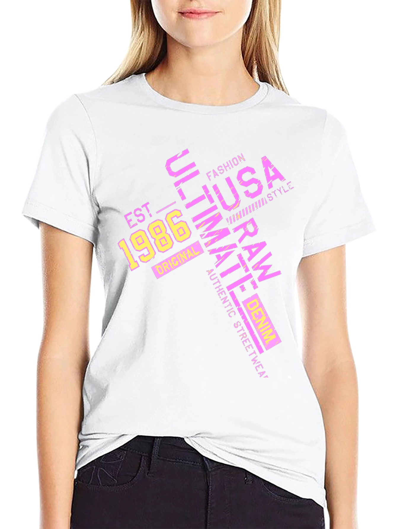 Retro USA Graphic Tee - Est. 1986 Black T-Shirt