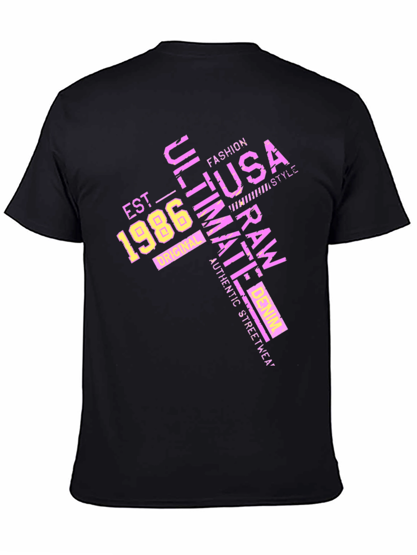 Retro USA Graphic Tee - Est. 1986 Black T-Shirt