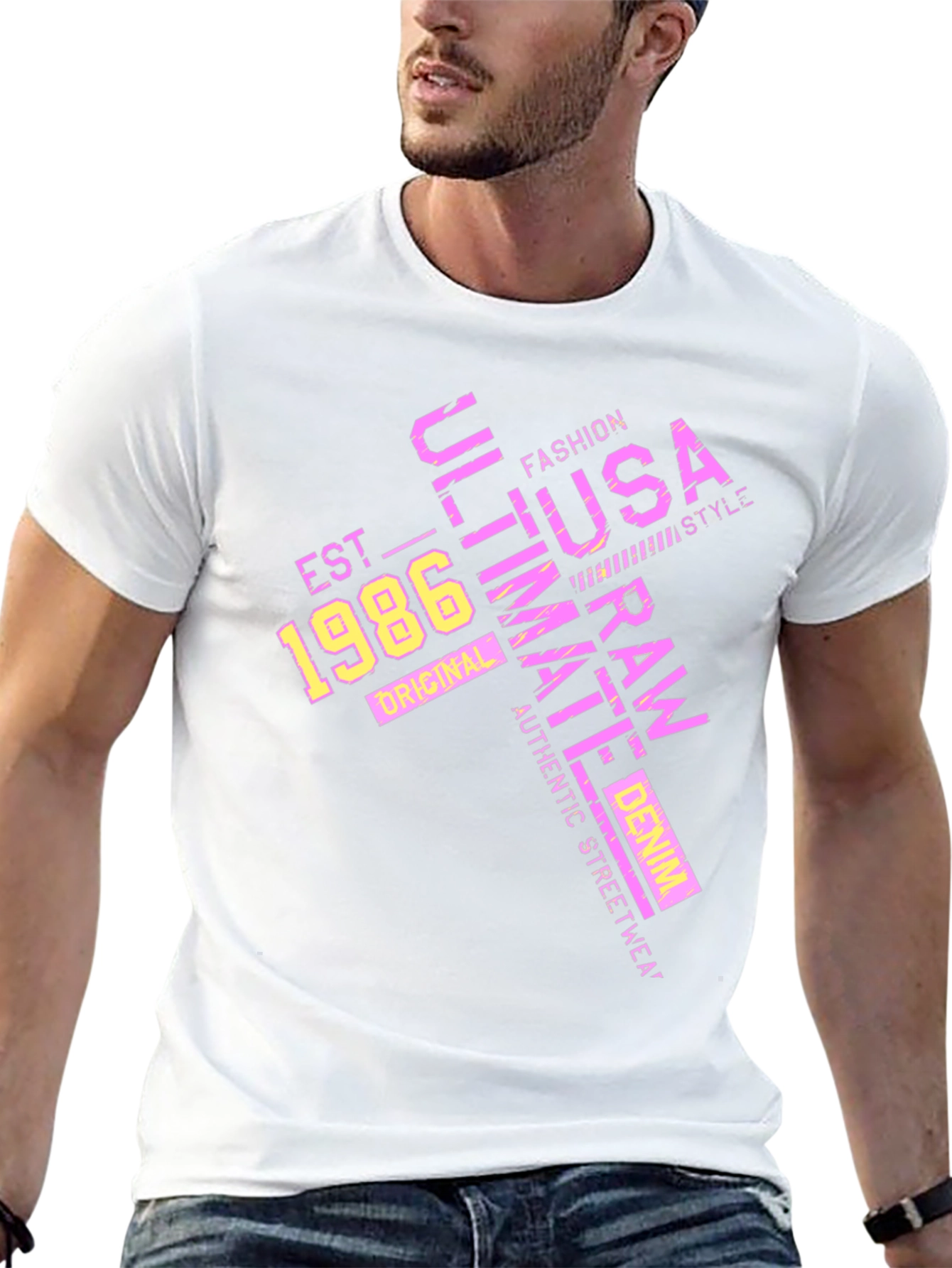 Retro USA Graphic Tee - Est. 1986 Black T-Shirt