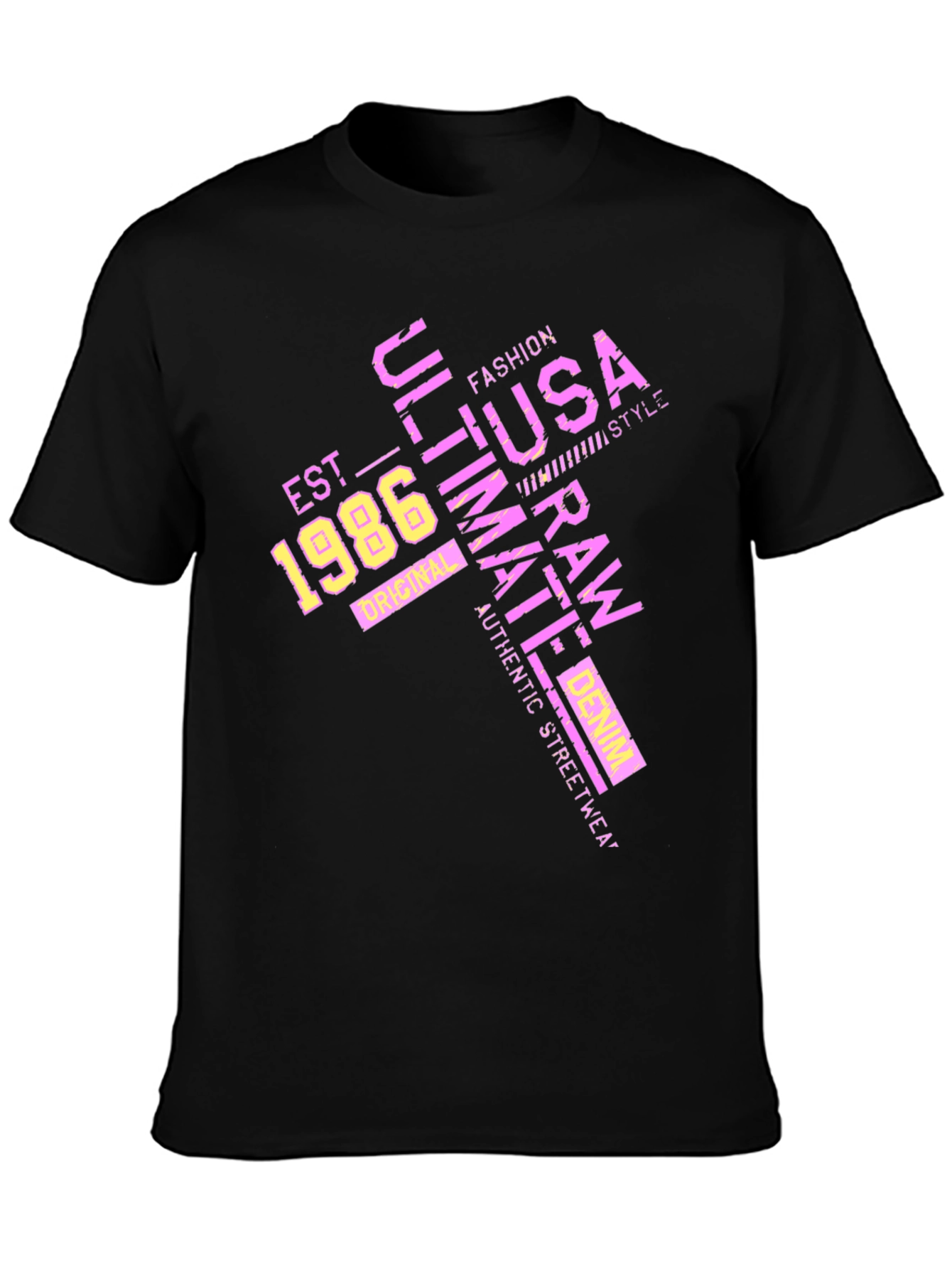 Retro USA Graphic Tee - Est. 1986 Black T-Shirt