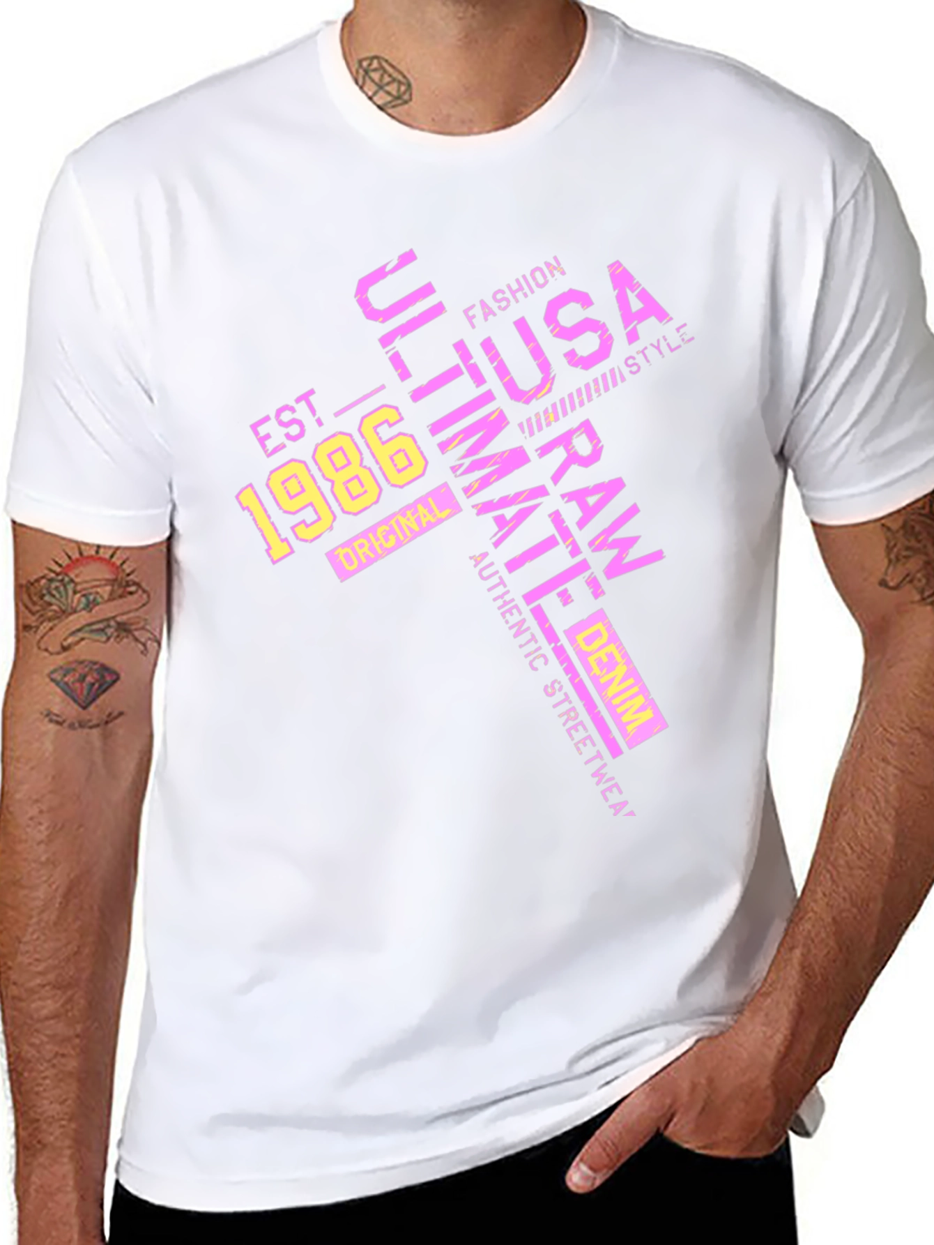 Retro USA Graphic Tee - Est. 1986 Black T-Shirt