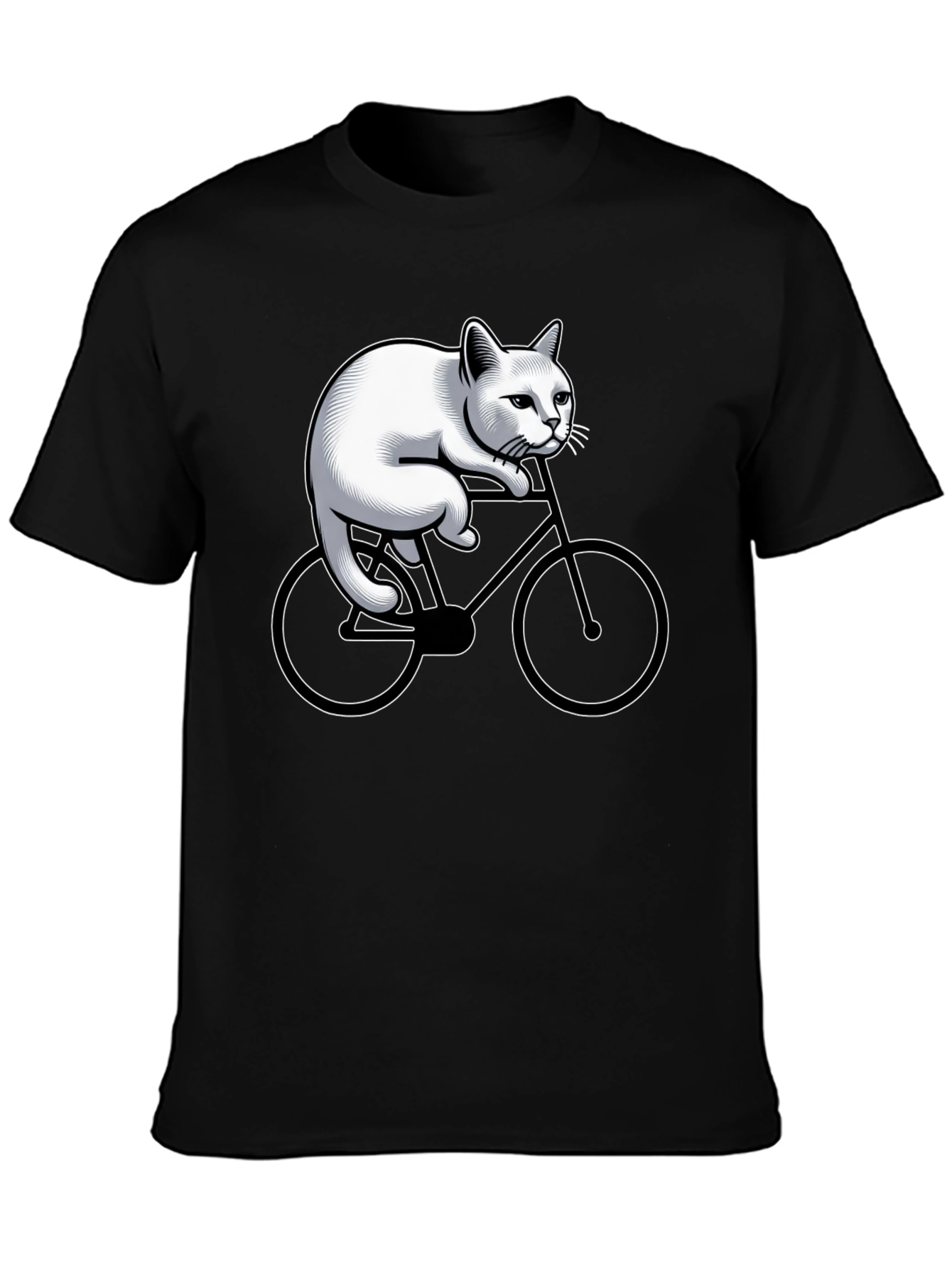 Cat On Bike Graphic T-Shirt - Black