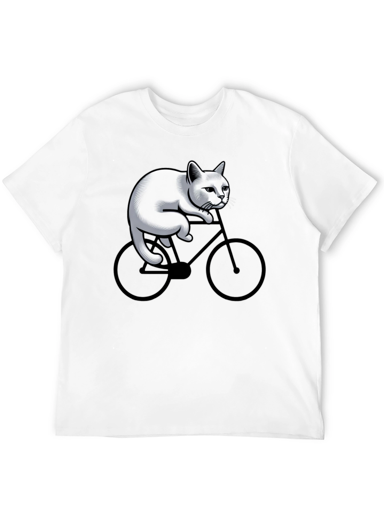 Cat On Bike Graphic T-Shirt - Black