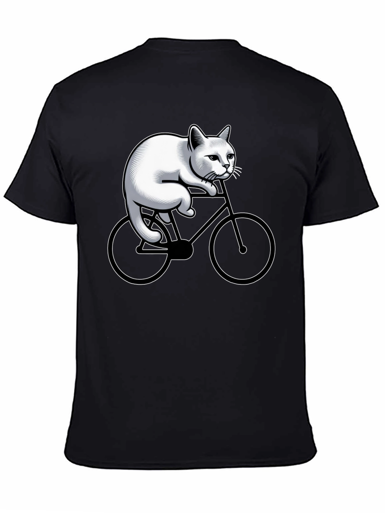 Cat On Bike Graphic T-Shirt - Black