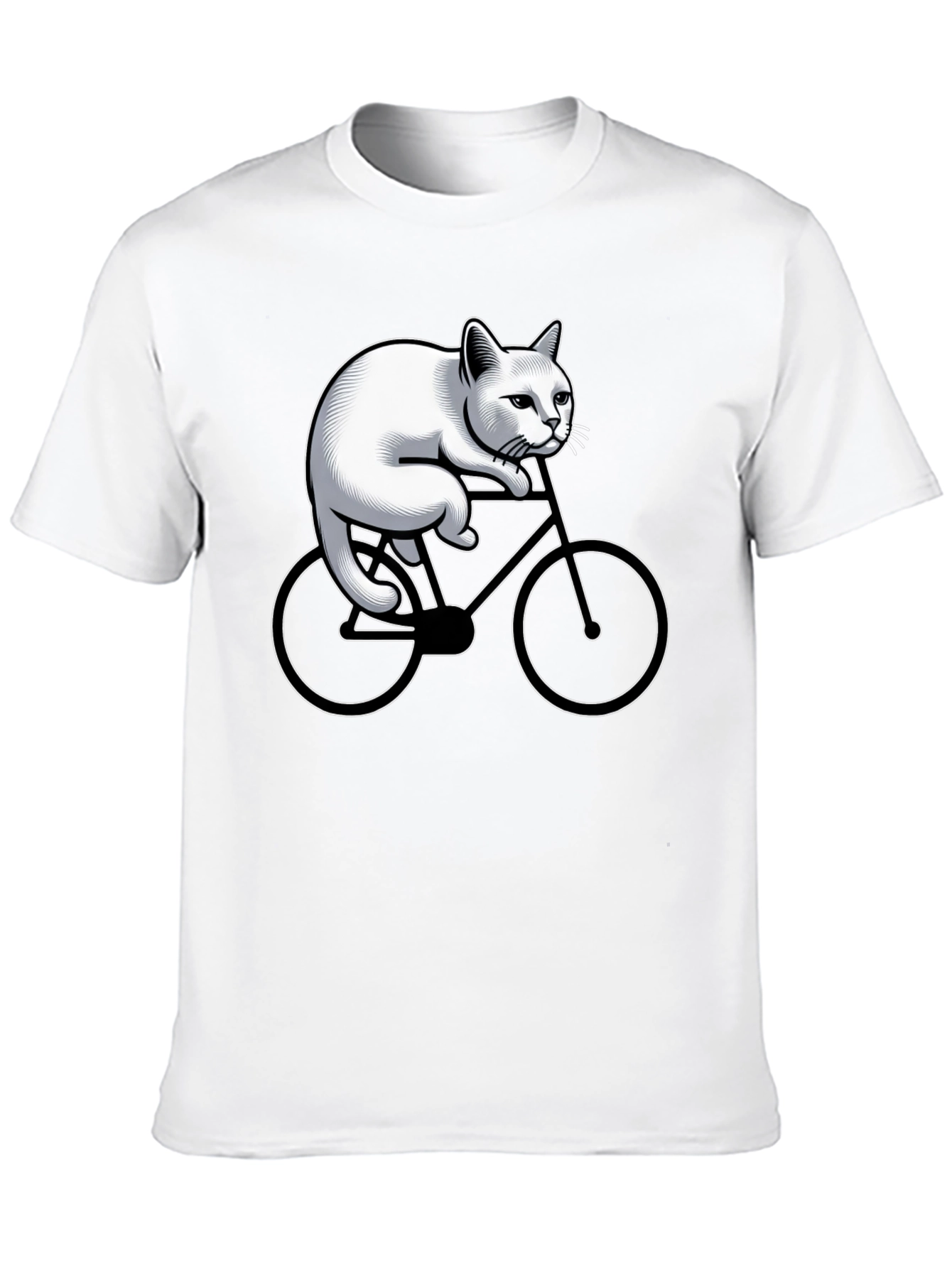 Cat On Bike Graphic T-Shirt - Black