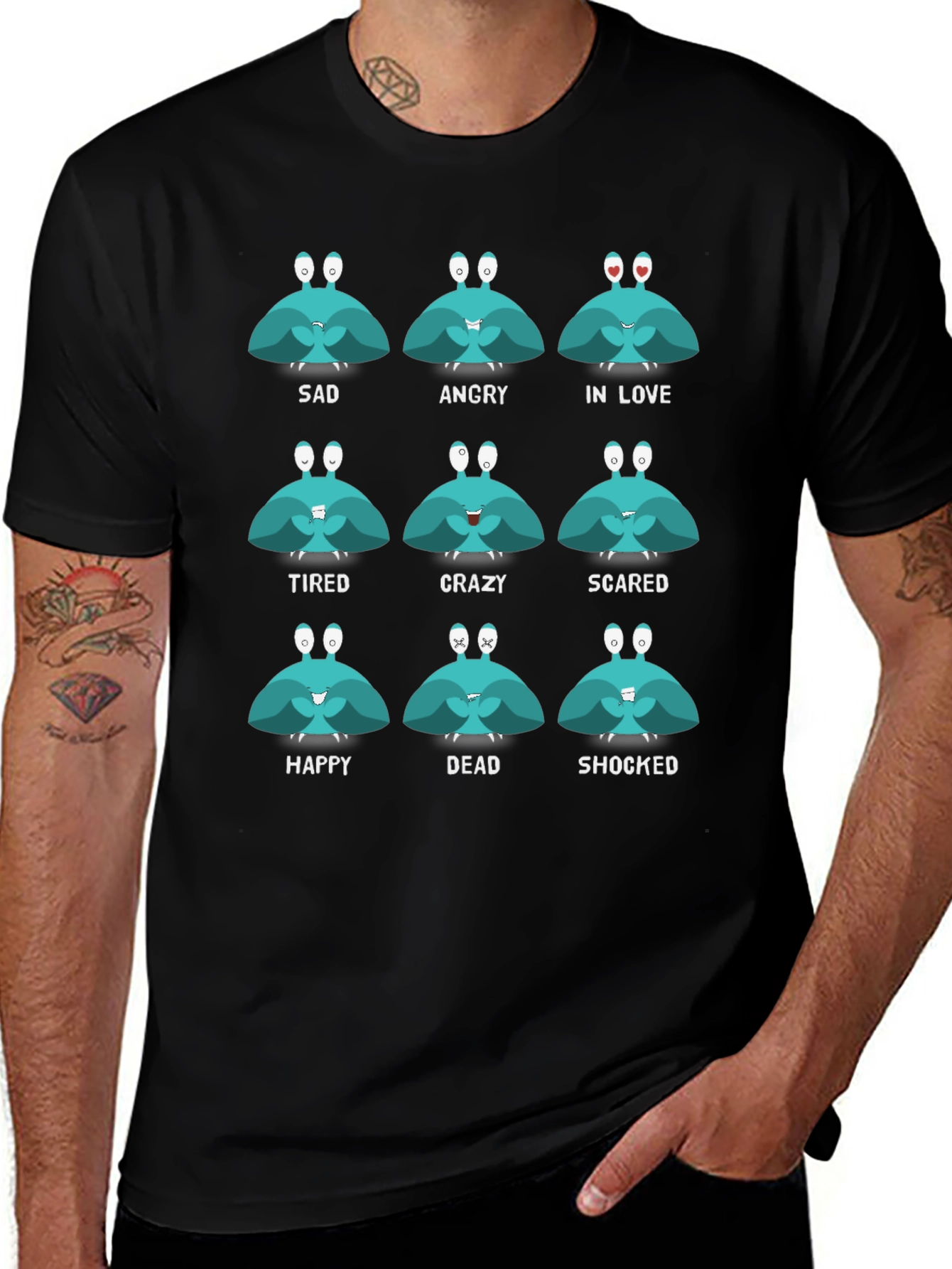 Funny Moods Crab Graphic Black T-Shirt
