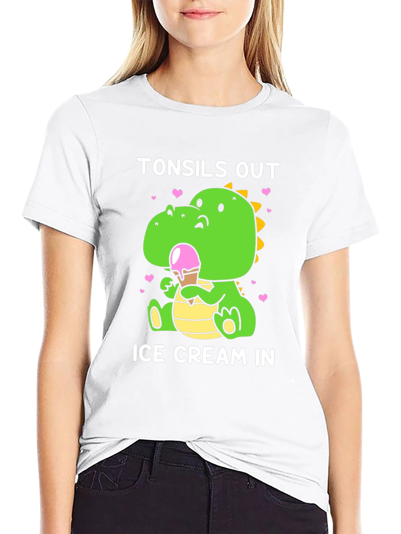 Tonsils Out Ice Cream In Dinosaur T-Shirt