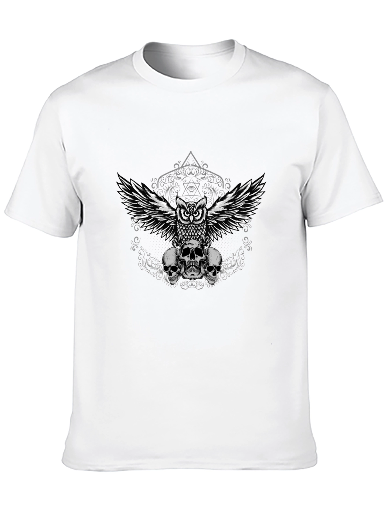 Owl and Skulls Graphic Tee - Mens Black T-Shirt