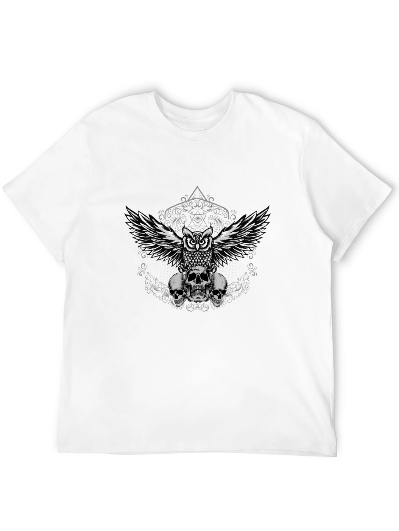 Owl and Skulls Graphic Tee - Mens Black T-Shirt