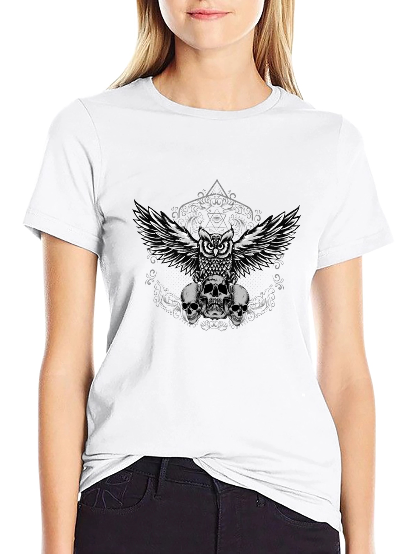 Owl and Skulls Graphic Tee - Mens Black T-Shirt